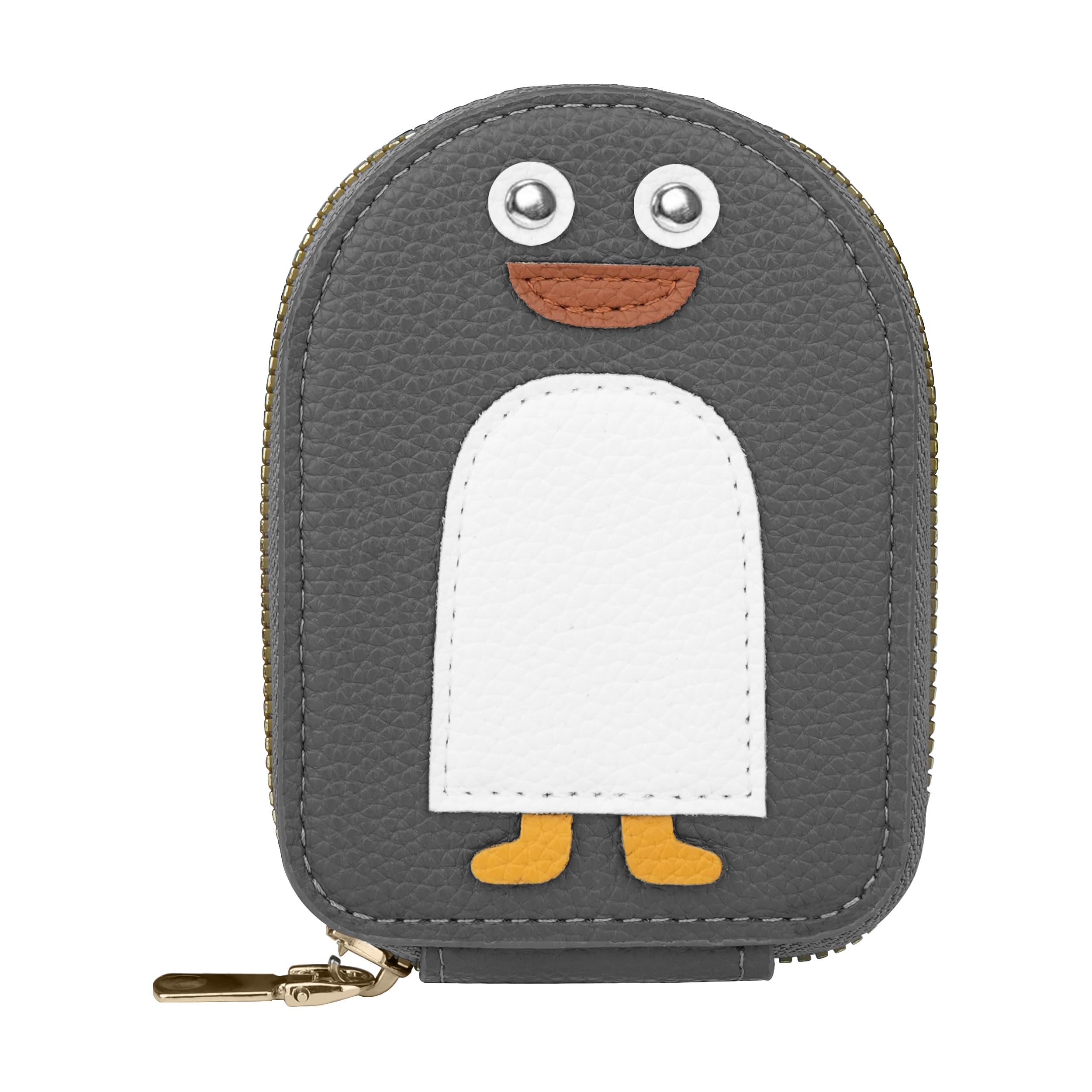 the wallet store Snowy Snug Vegan Leather Zipper Wallet for Women | Cute Penguin Design | Portable Mini Wallet for Women | Multiple Cards & Cash Slots (Grey)-picture-37
