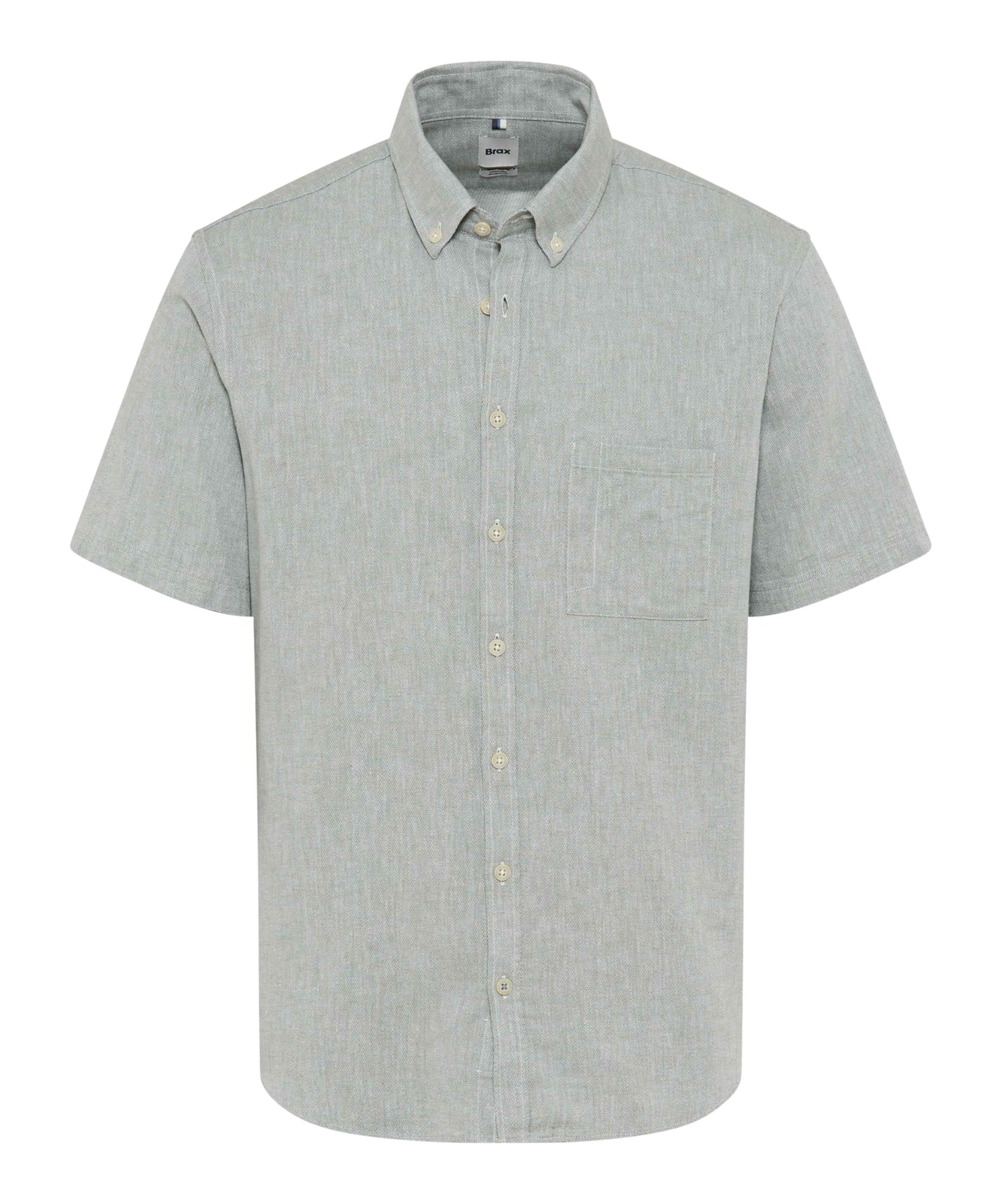 Brax Men's Style Dan U Cotton Linen Mix Shirt, 36 Thyme,