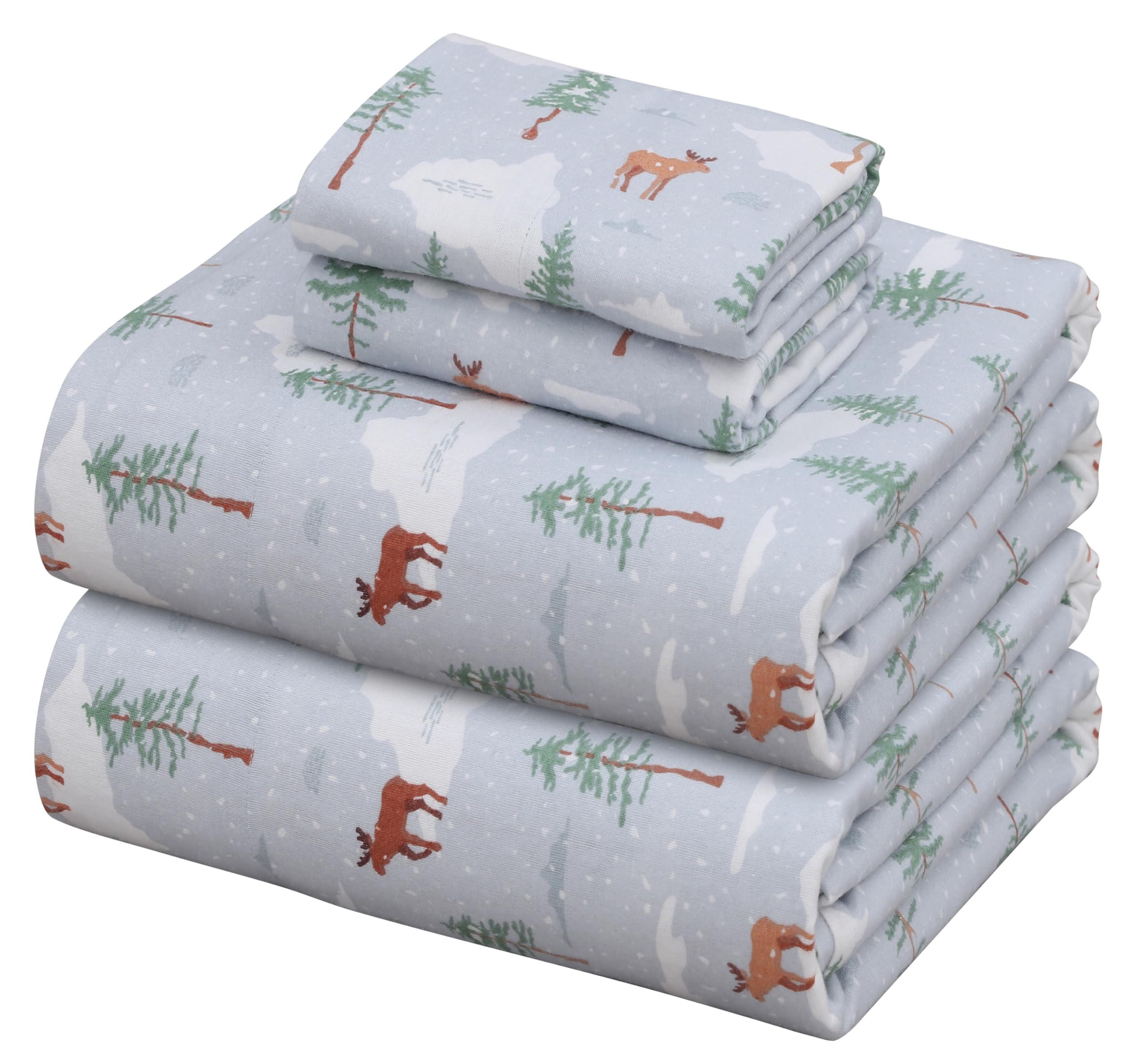 ZOYER Flannel Sheets King Size - 100% Cotton Double Brushed King Size Sheets Set - Deep Pockets 16 Inches Bed Sheets - All Seasons Breathable & Extra