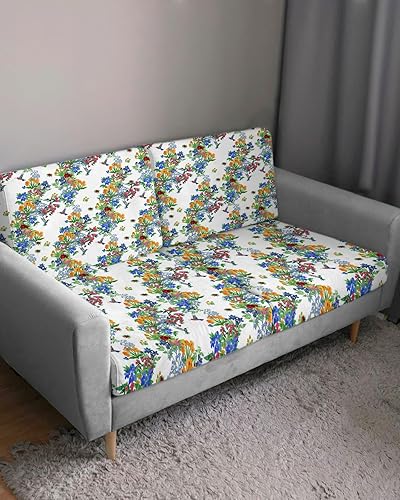 Miniatura 3 de Fundas de cojín elásticas para sofá con estampado floral primaveral, con parte inferior elástica, coloridas fundas de sofá con diseño botánico de