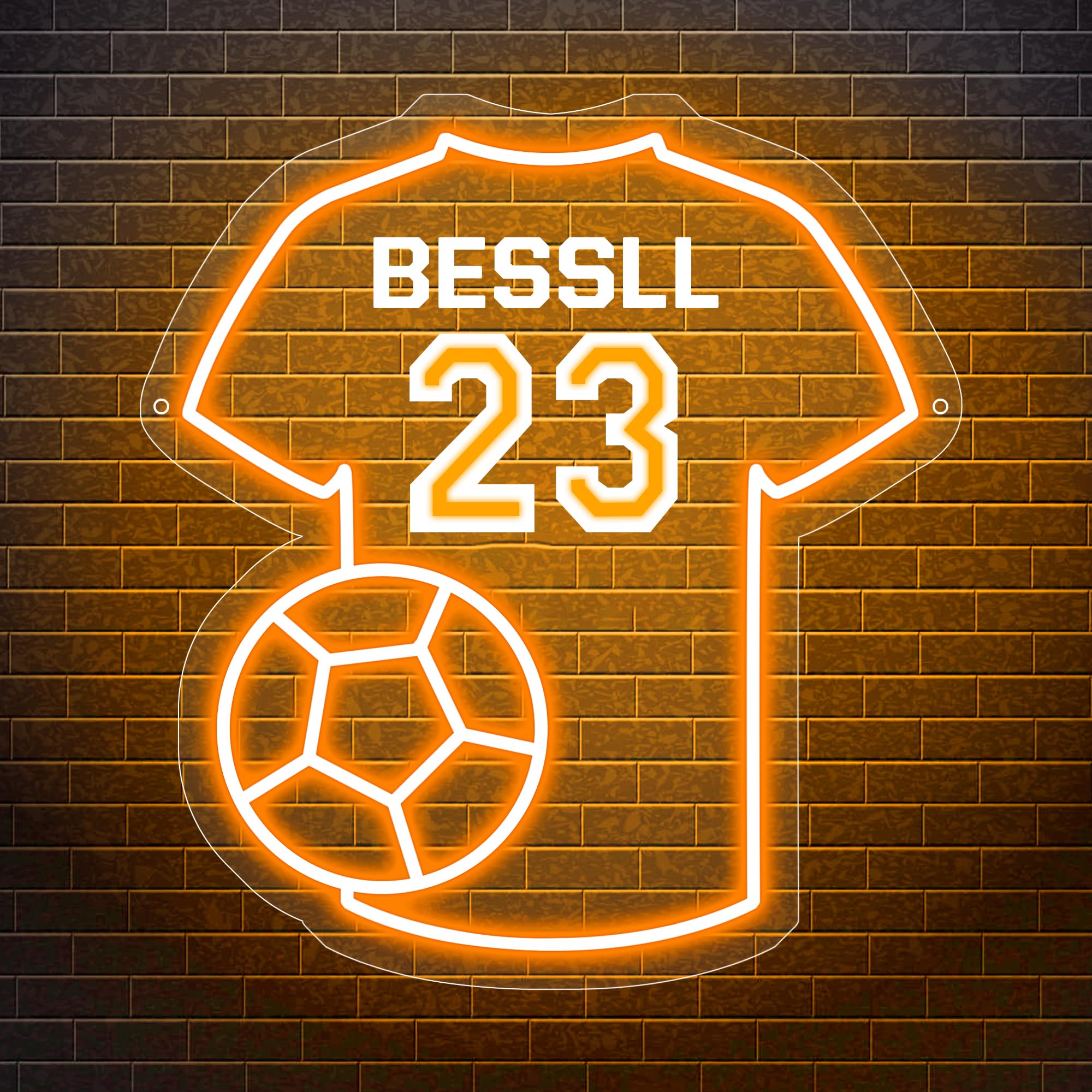 Enseignes Lumineuses Néon Personnalisée Maillot de Football avec Nom et Numéro Lumineux Lampe LED Personnalisable Décor Mural Chambre Salon Veilleuse Cadeau Anniversaire pour Garçons Filles Hommes