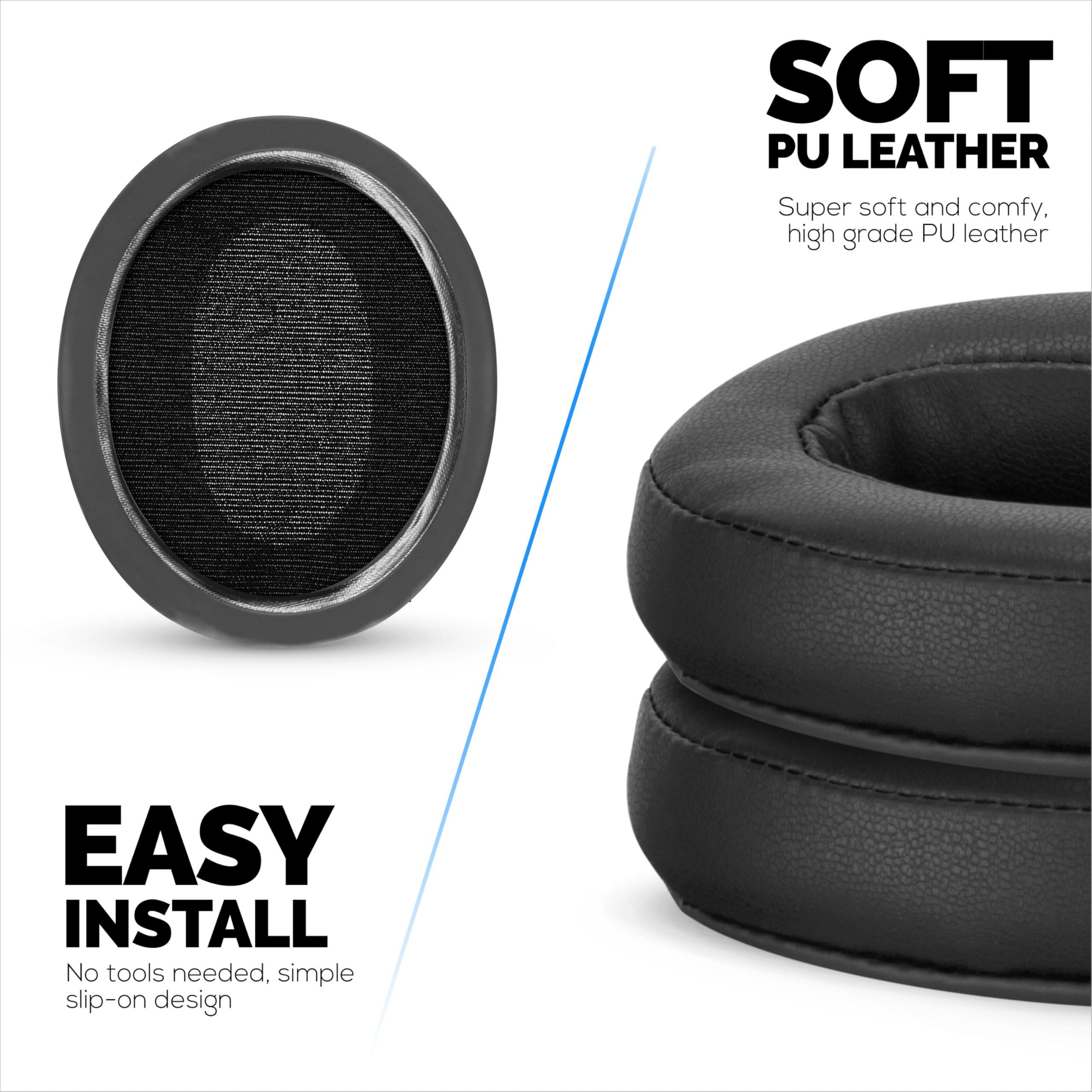 Coussinets de rechange pour casque Sennheiser Momentum 2 – Cuir PU souple et mousse à mémoire de forme pour plus de confort (noir) Brainwavz