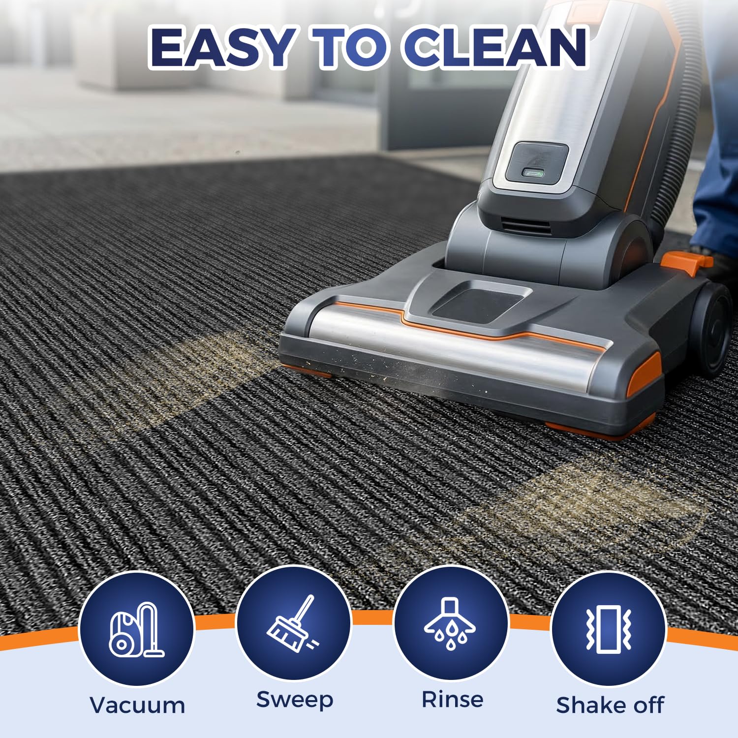 Commercial Floor Mat, 3 x 5 FT Extra Large Door Mat, Indoor/Outdoor Entrance Mat, Commercial Rug with Water & Stain Proof, Easy to Clean, Low-Profile, Heavy Duty Rubber Mat, Charcoal Grey — Amazon image 6