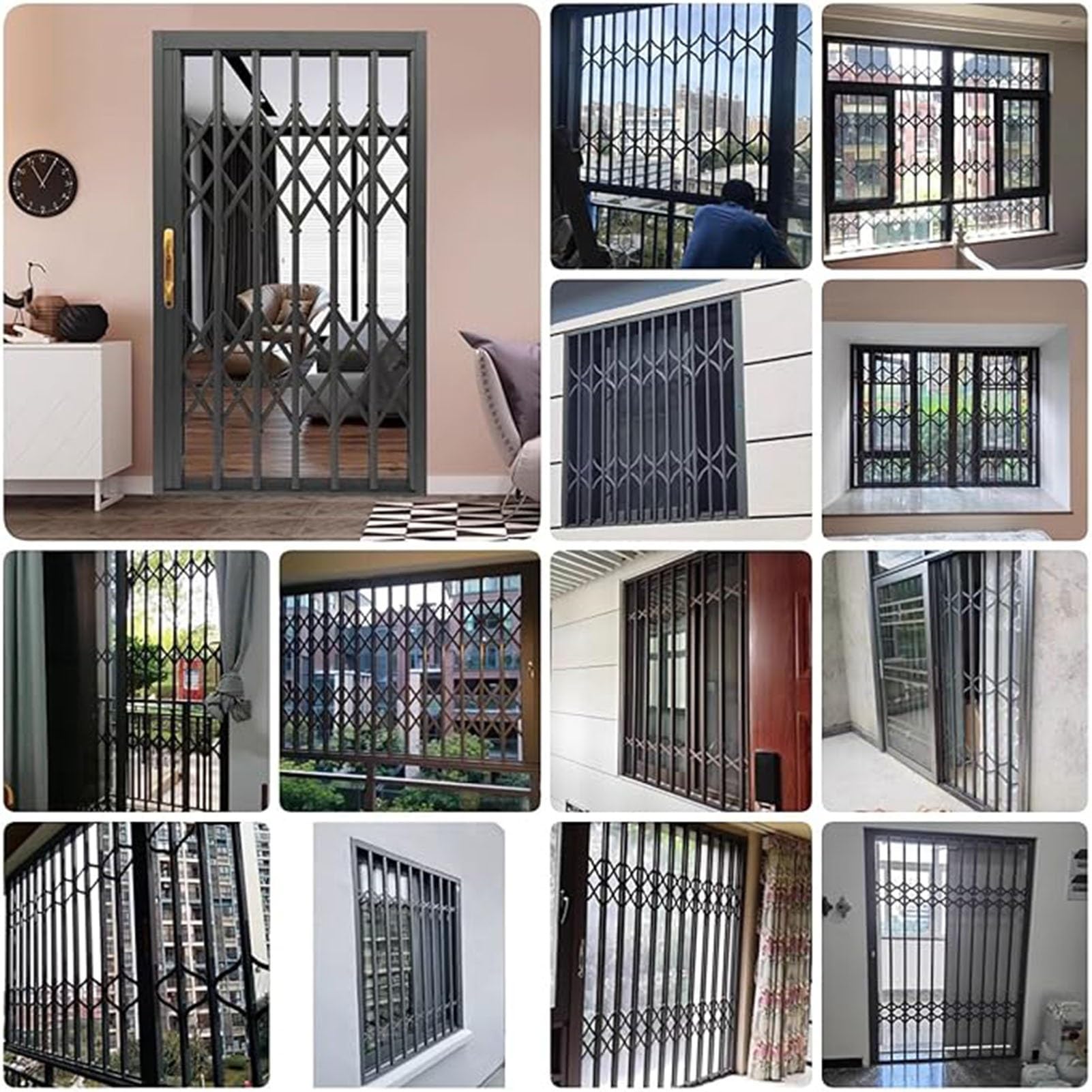 Barra de seguridad para ventana deslizante, protector de aleación de aluminio resistente para mayor seguridad en el hogar y prevención de robos