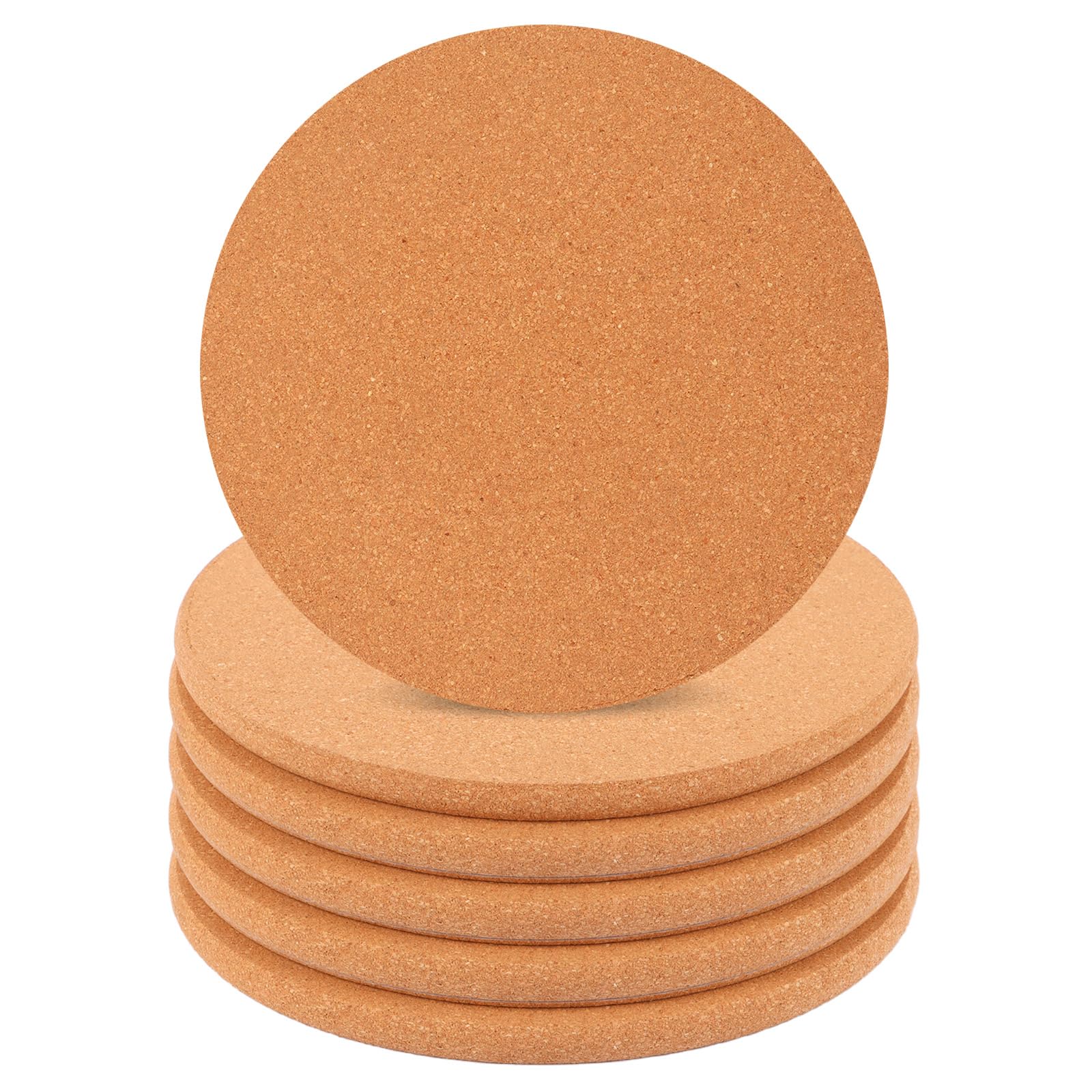Lot de 6 Dessous de Plat en Liège Rond 19cm, Épaisseur 10mm, sous Plat en Liège Naturel pour Plats Chauds et Casseroles, Protection de Table Durable et Isolante