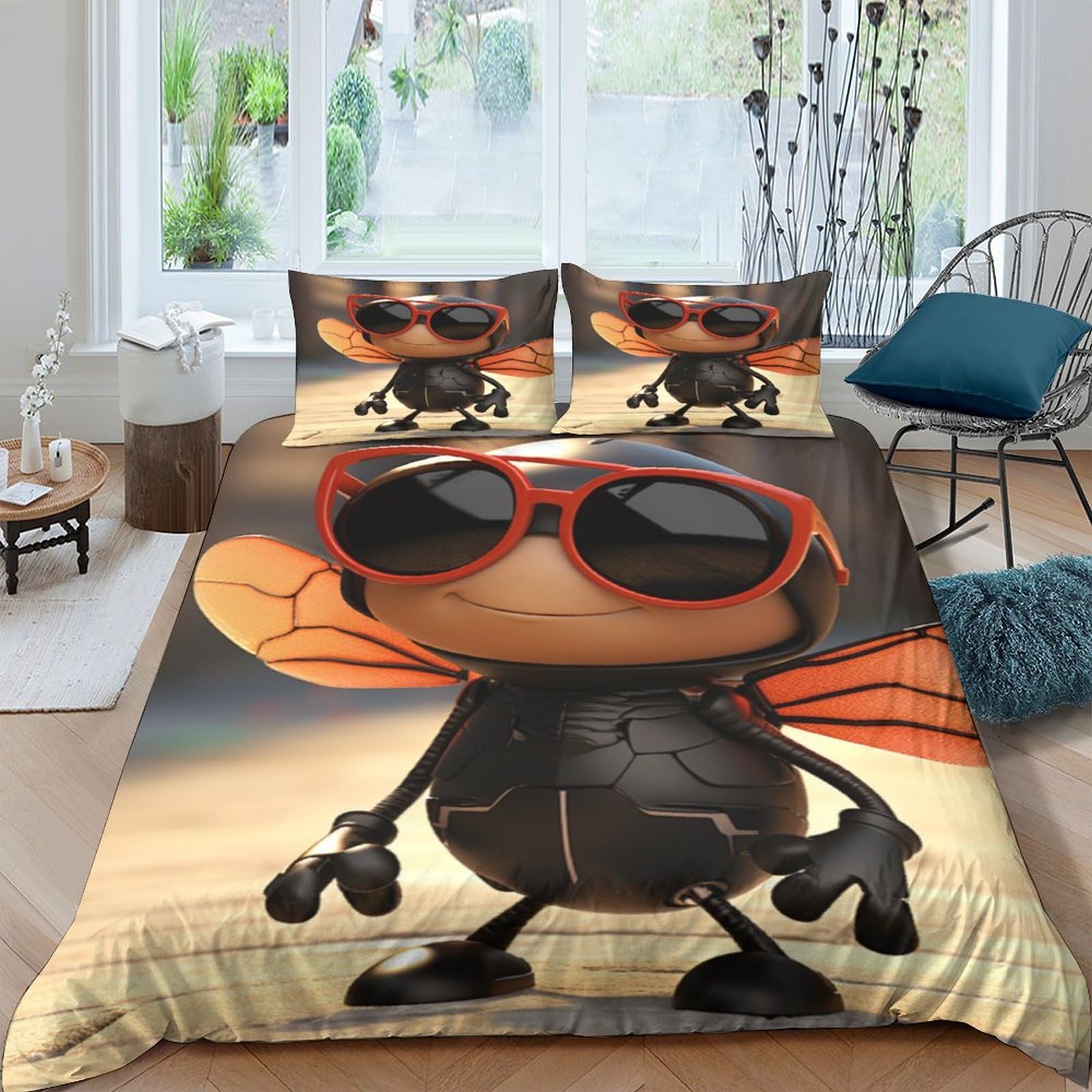 Housse de couette 3D Lunettes de Soleil INTCHE en microfibre king 220x240 cm
