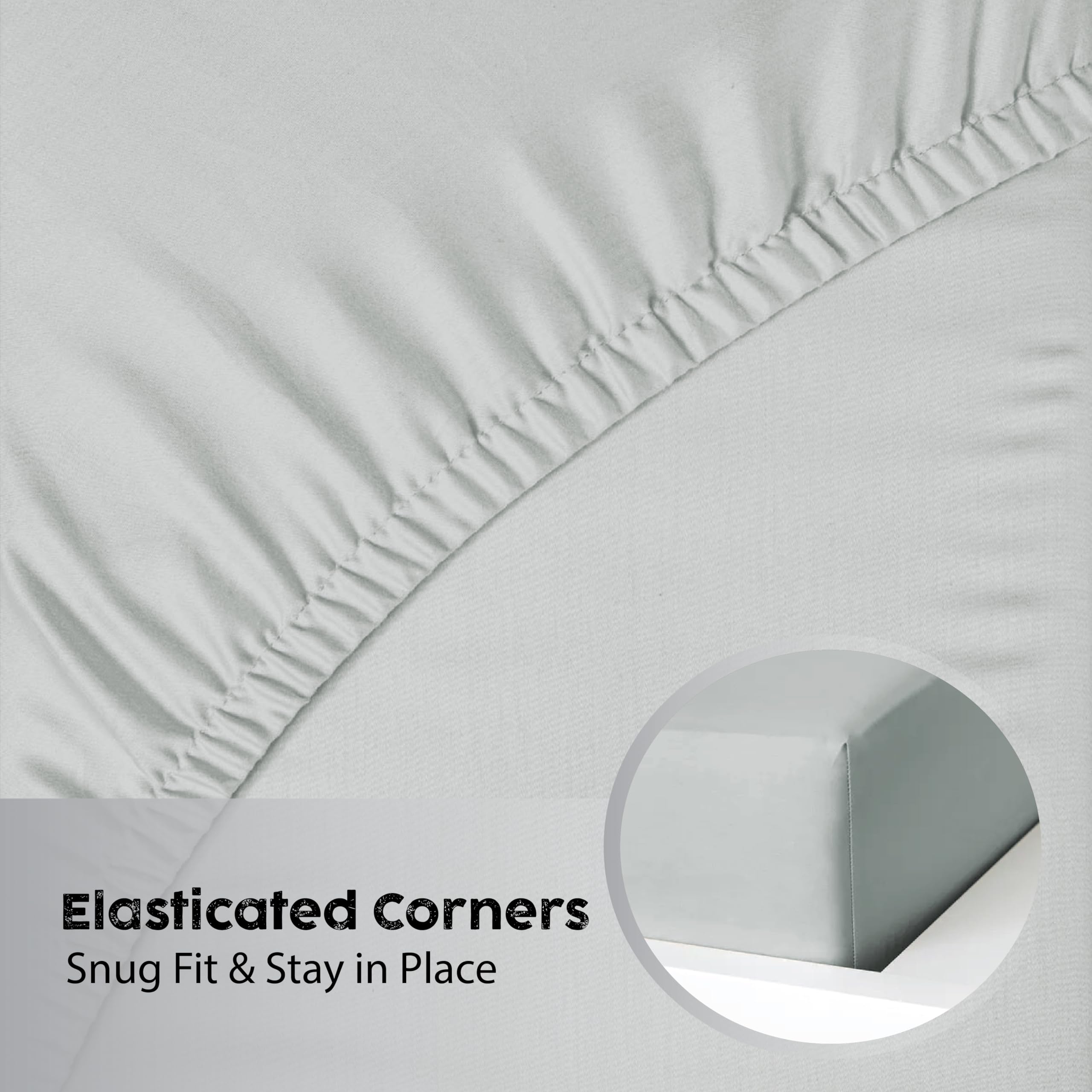Ev Dekor Double Fitted Sheet Grey, Silver | Grey 35cm Micro - Image 4