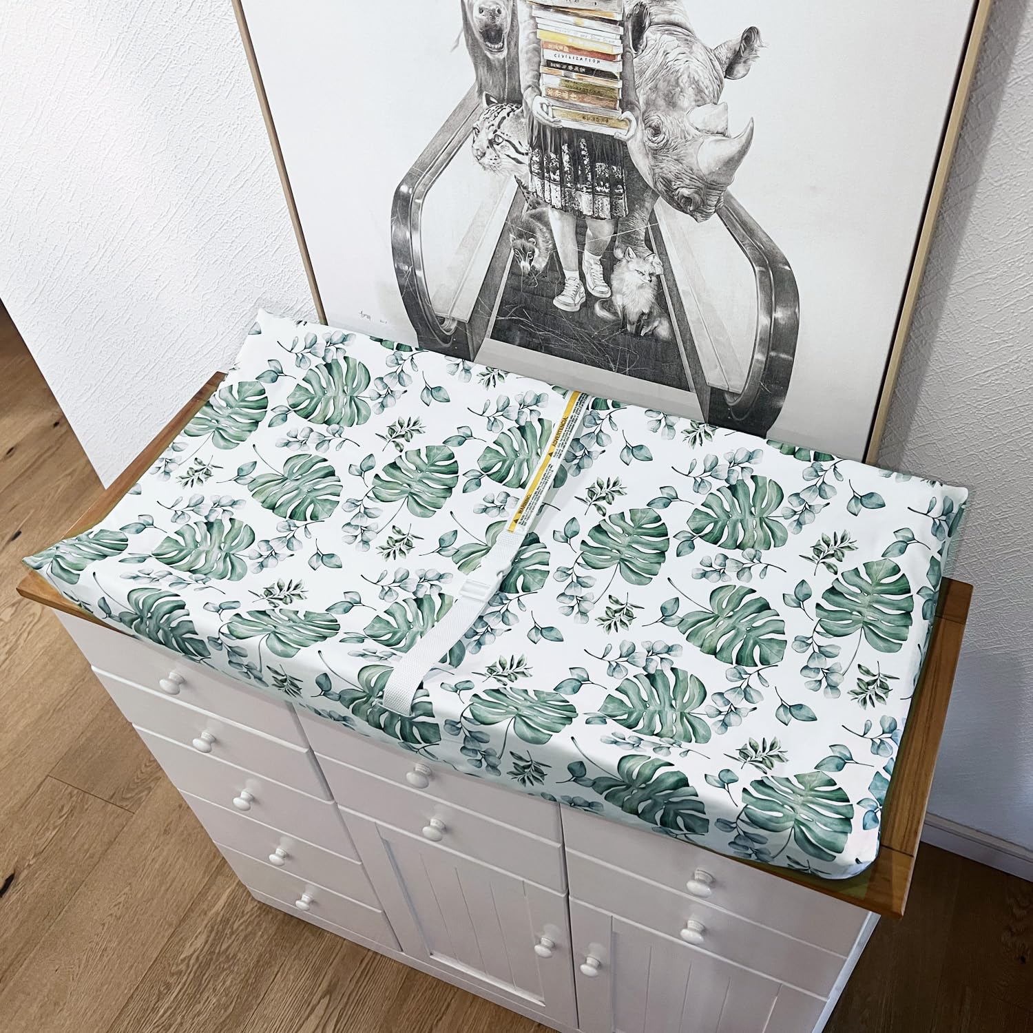 AMROSE 3 Pack Easy Care Changing Pad Covers, Ultra Soft Microfiber Diaper Change Table Sheets for Baby Boys and Girls, Leaf Collection