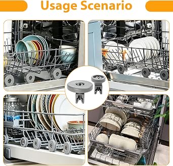 16 Pack Dishwasher Wheels Lower Basket and Upper Cutlery Basket Replacement Parts Universal Rollers Compatible with Zanussi AEG Electrolux Easy Installation Heat Resistant Plastic Grey