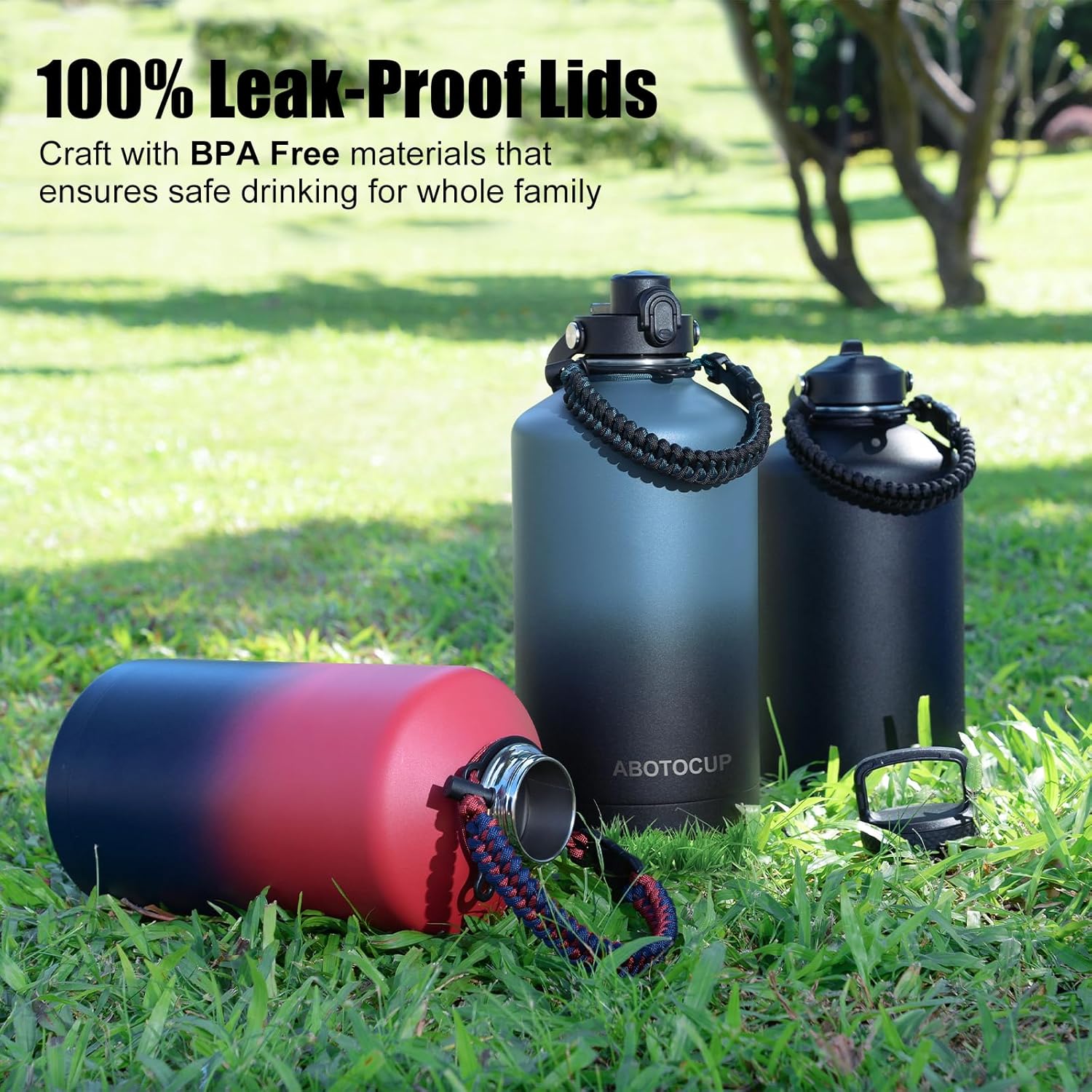 1 Gallon Insulated Water Bottle, Keeps Cold 24H & Hot 12H, Straw Lid & Paracord Handle, 128 oz Double Wall Leak-proof BPA Free, Powder Coated - Image 4