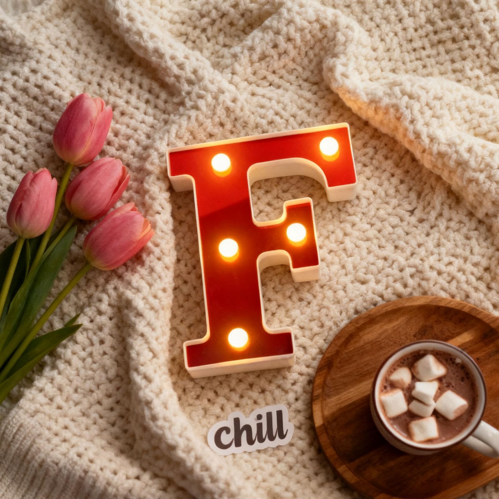 Letter F Sign Lights Battery Powered Decoration Table Lamp Red LED Night Light forStudy Desk Embellishment, Bedroom Headboard Placement, Proposal Party(6.26"*4.72"*1.18")