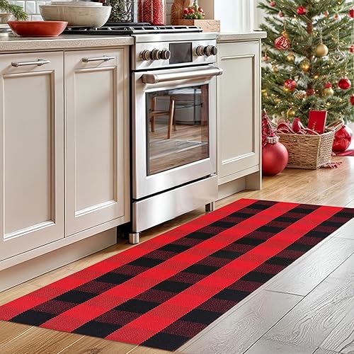 Miniatura 35 de IOHOUZE - Tapete a cuadros estilo búfalo de 5 x 8 pies para interiores y exteriores, lavable, para sala, tapete de bienvenida primavera-verano