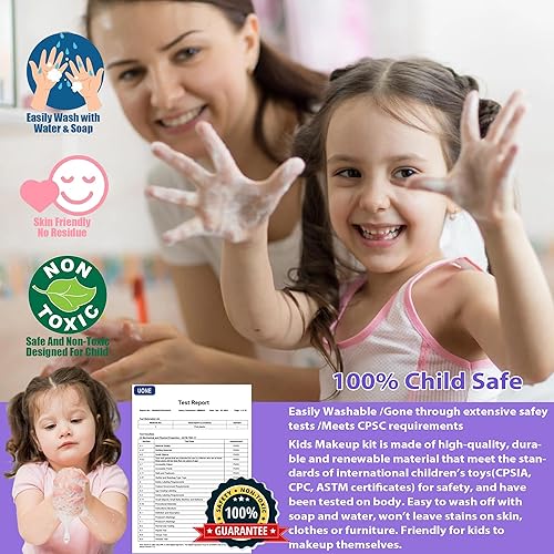 Miniatura 10 de Kit de maquillaje para niñas  Maquillaje seguro y lavable para niños, kit de maquillaje real para niñas, kit de maquillaje para niñas con estuche de