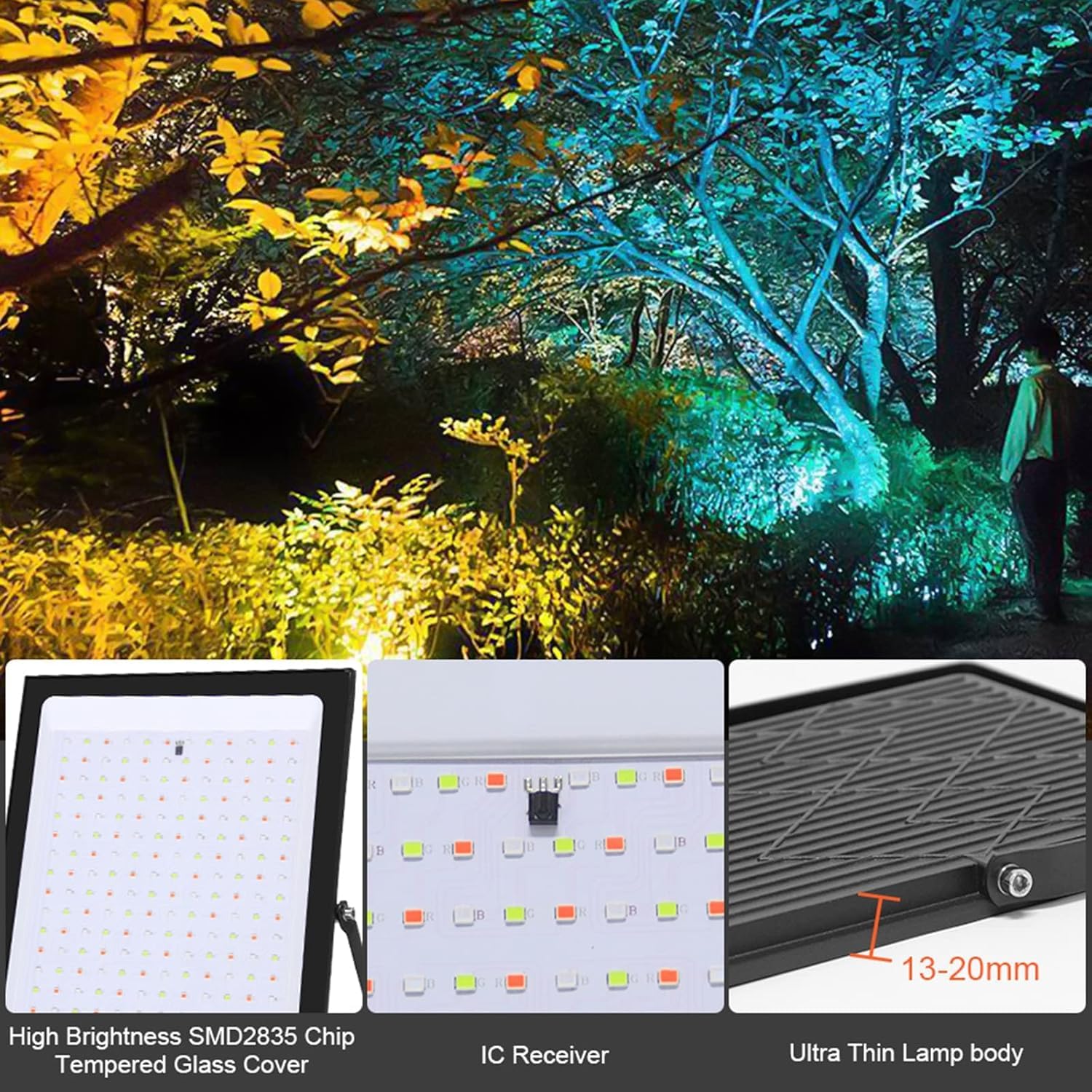Naświetlacz Led Rgb Ac220v 30w 50w 100w 200w Flood Light Zmiana Koloru Ip66 Wodoodporne Oświetlenie Zewnętrzne Reflektor ścienny Reflektor Światło Otoczenia