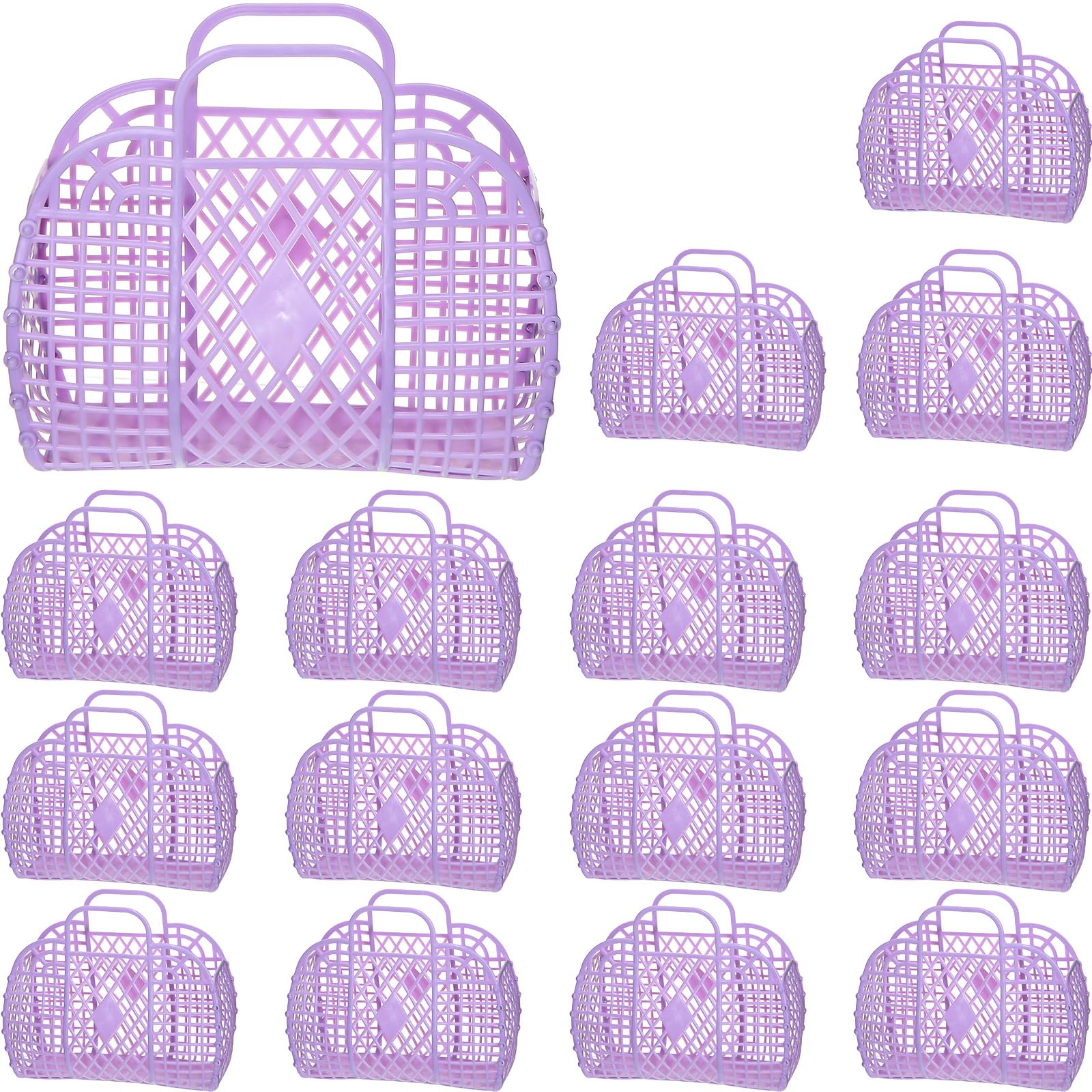 Hsei16 Pcs Girls Jelly Purse Jelly Bags Basket Reusable Jelly Beach Bag  Plastic Beach Tote Gift Basket for Kid Girl (Purple)