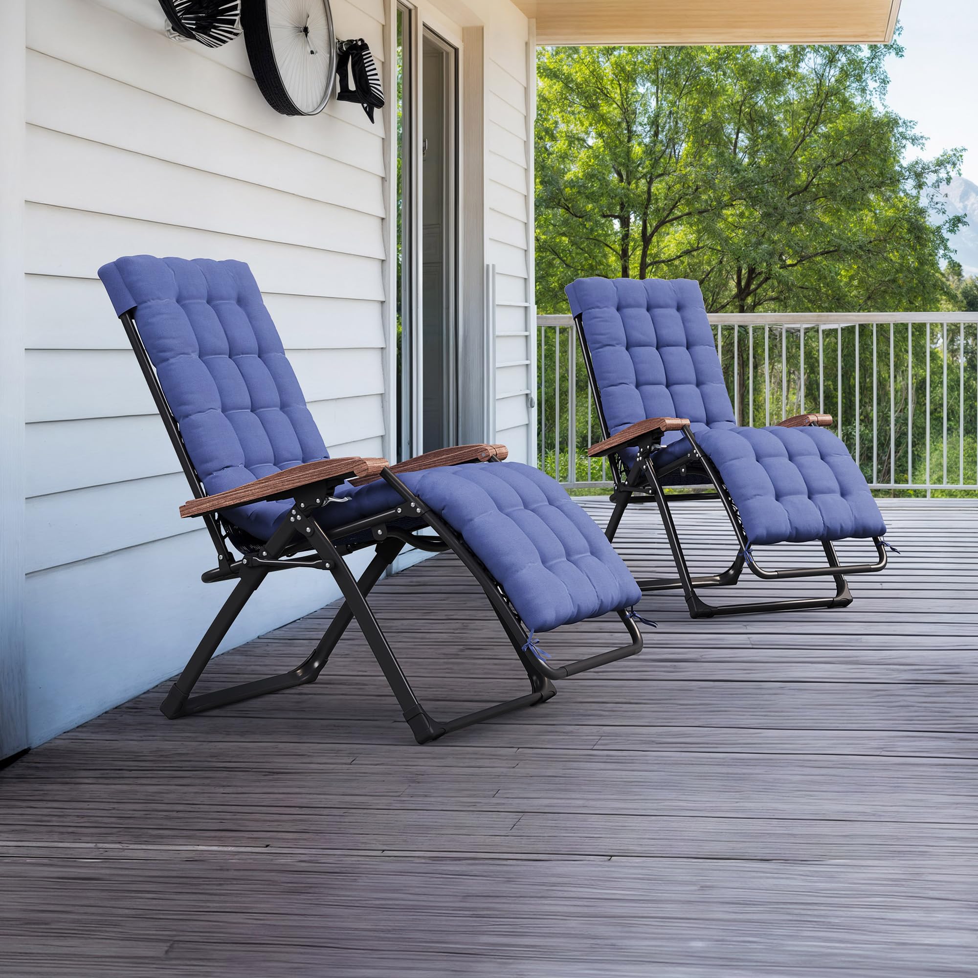 PURPLE LEAF Outdoor Reclining Chair Textilene Cushion Lounge seat Navy Blue