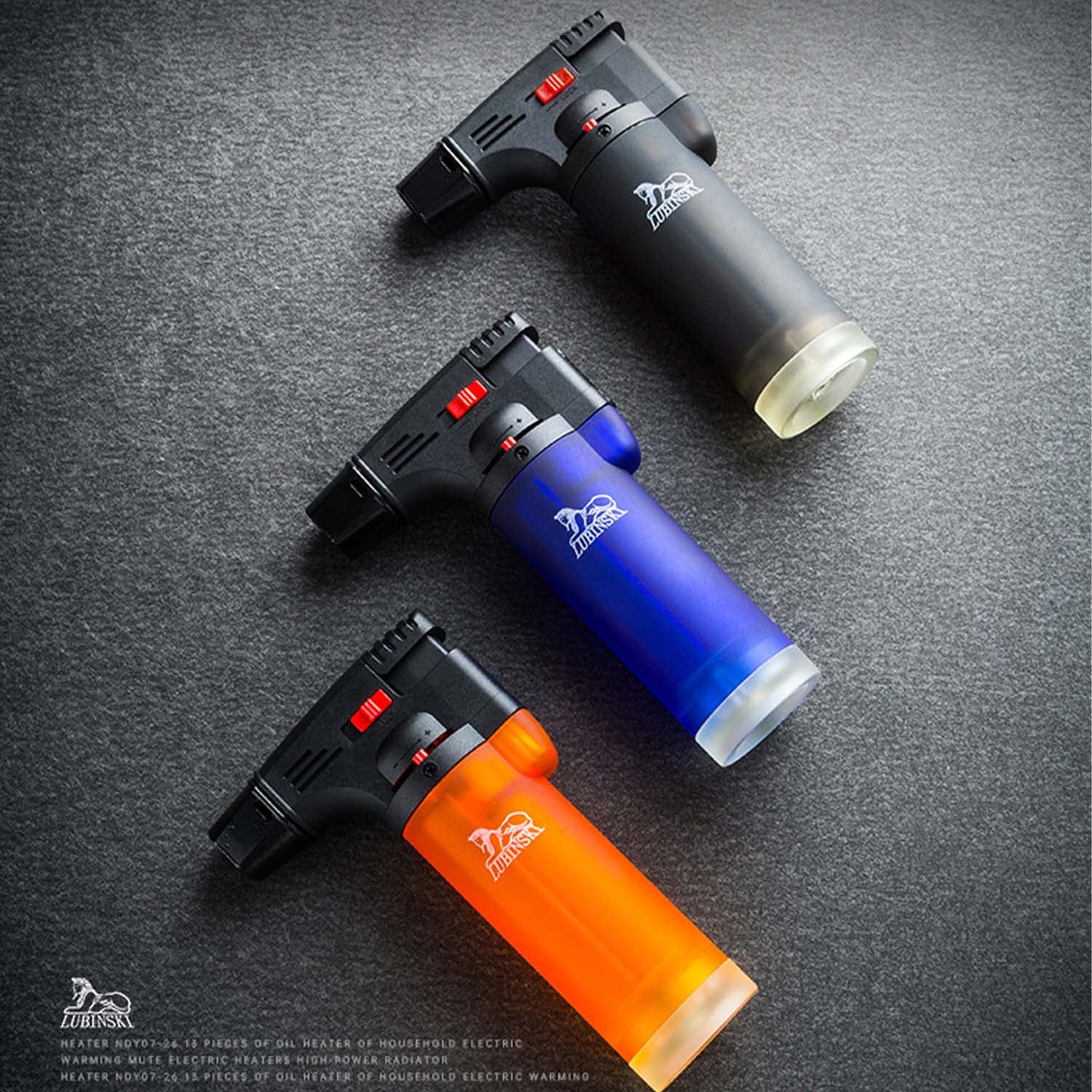 Paquet de 3 Cigare Briquet Puissant Jet Unique Torche Portable Coupe-Vent Grande Capacité avec Verrouillage de Sécurité pour Bougie BBQ Cuisson (gaz Butane Non Inclus)