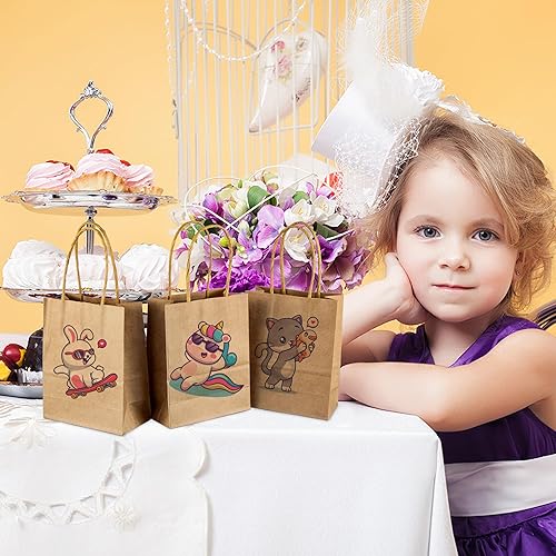 Miniatura 6 de SPERPAND 150 mini bolsas de papel kraft  Bolsas pequeñas de papel marrón de 6.5 pulgadas con asas para cumpleaños, baby shower, Navidad, boda,