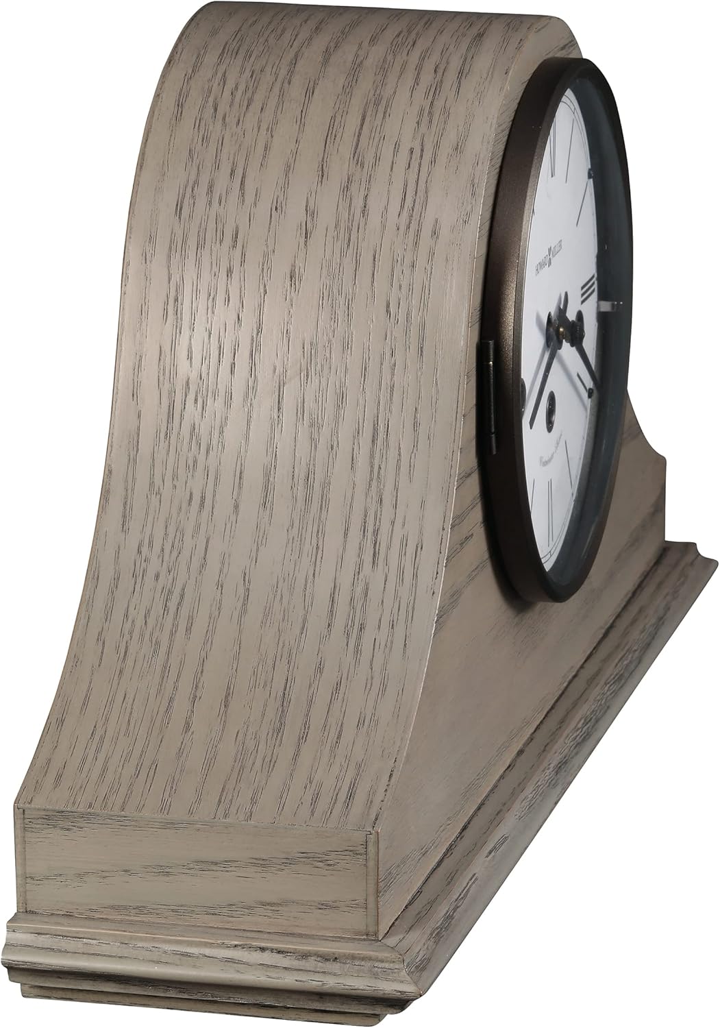 Howard Miller Lakeside II Mantel Clock - Key-Wound Westminster Chime, Wooden Tambour Style, Roman Numerals, Tabletop Timepiece, Shelf Accent for Living Room, Elegant Desk Clock and Classic Home Décor