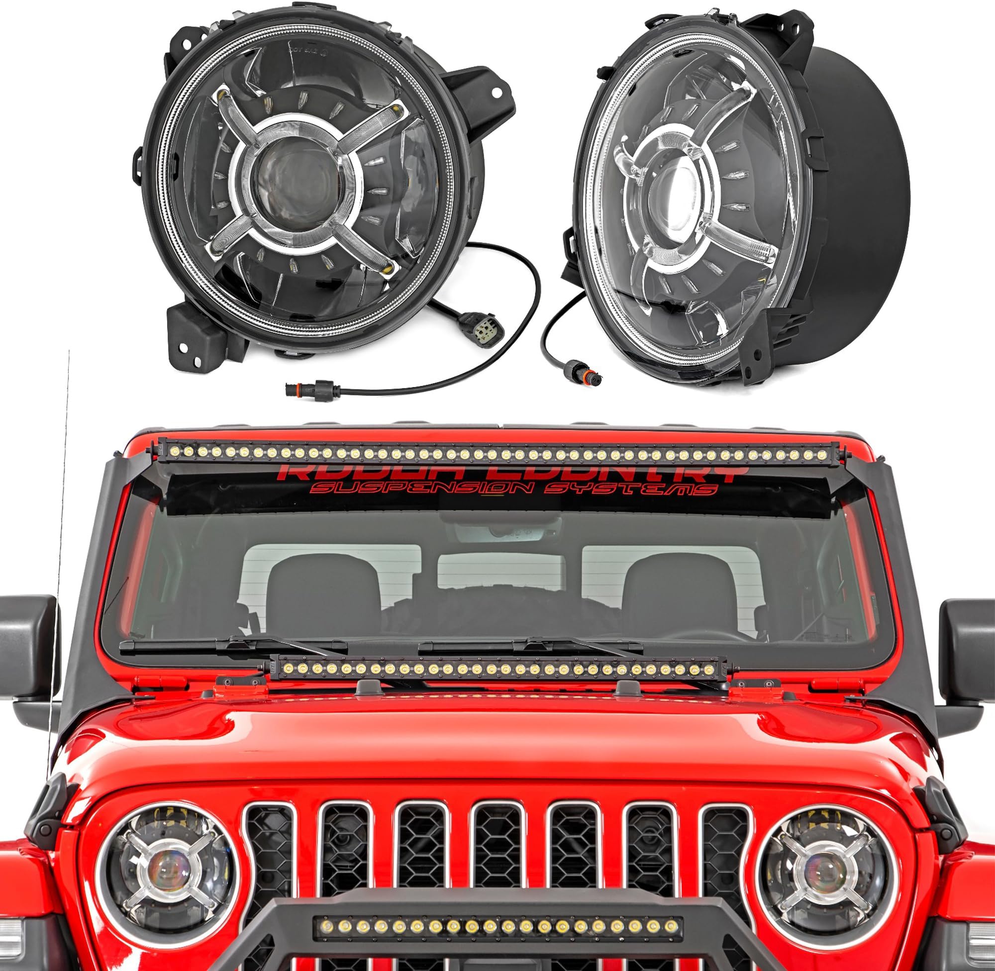 LED Headlights 9" Round for 18-24 Jeep JL/JLU/Gladiator - RCH5100