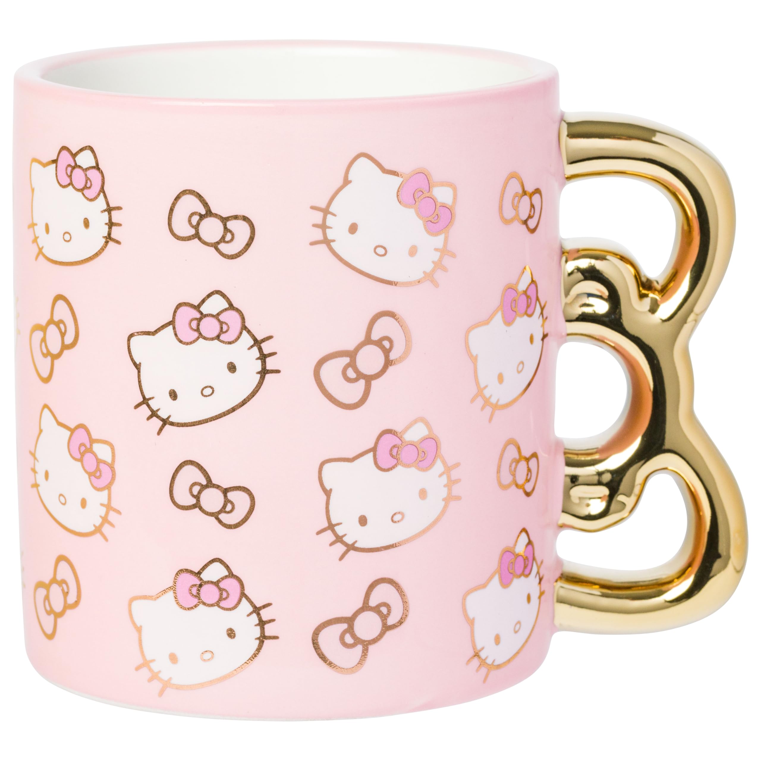 Silver Buffalo Sanrio Hello Kitty Pink Gold, 3D Sculpted Handle Mug, 20oz
