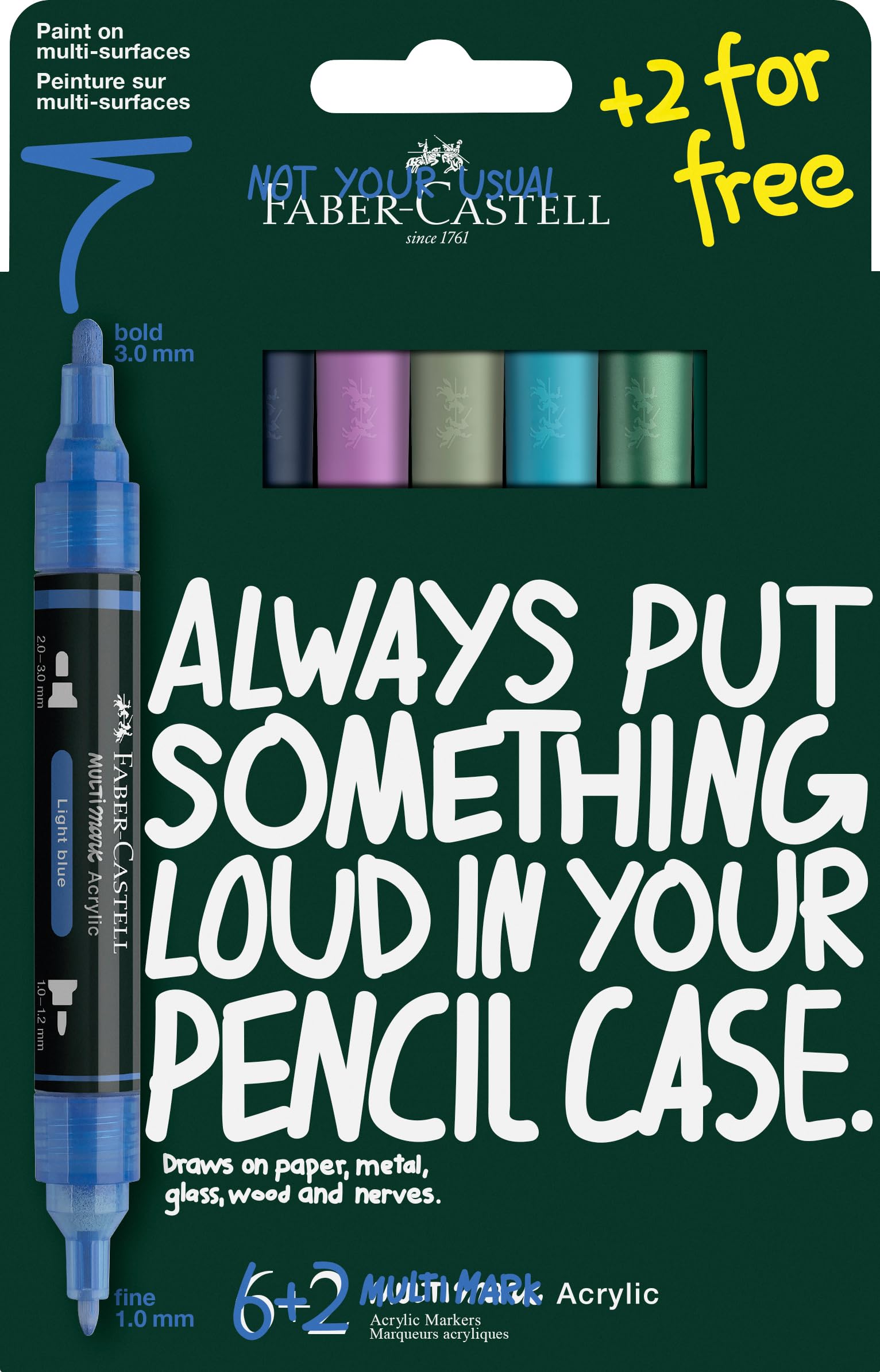 Faber-Castell - Multimark Acrylic Marker Set, 8 Colours