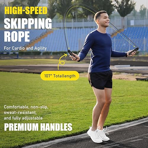 Miniatura 6 de Juego de equipos de entrenamiento de velocidad de agilidad escalera de velocidad de 20 pies, 12 conos, 4 obstáculos ajustables, cuerda de saltar,