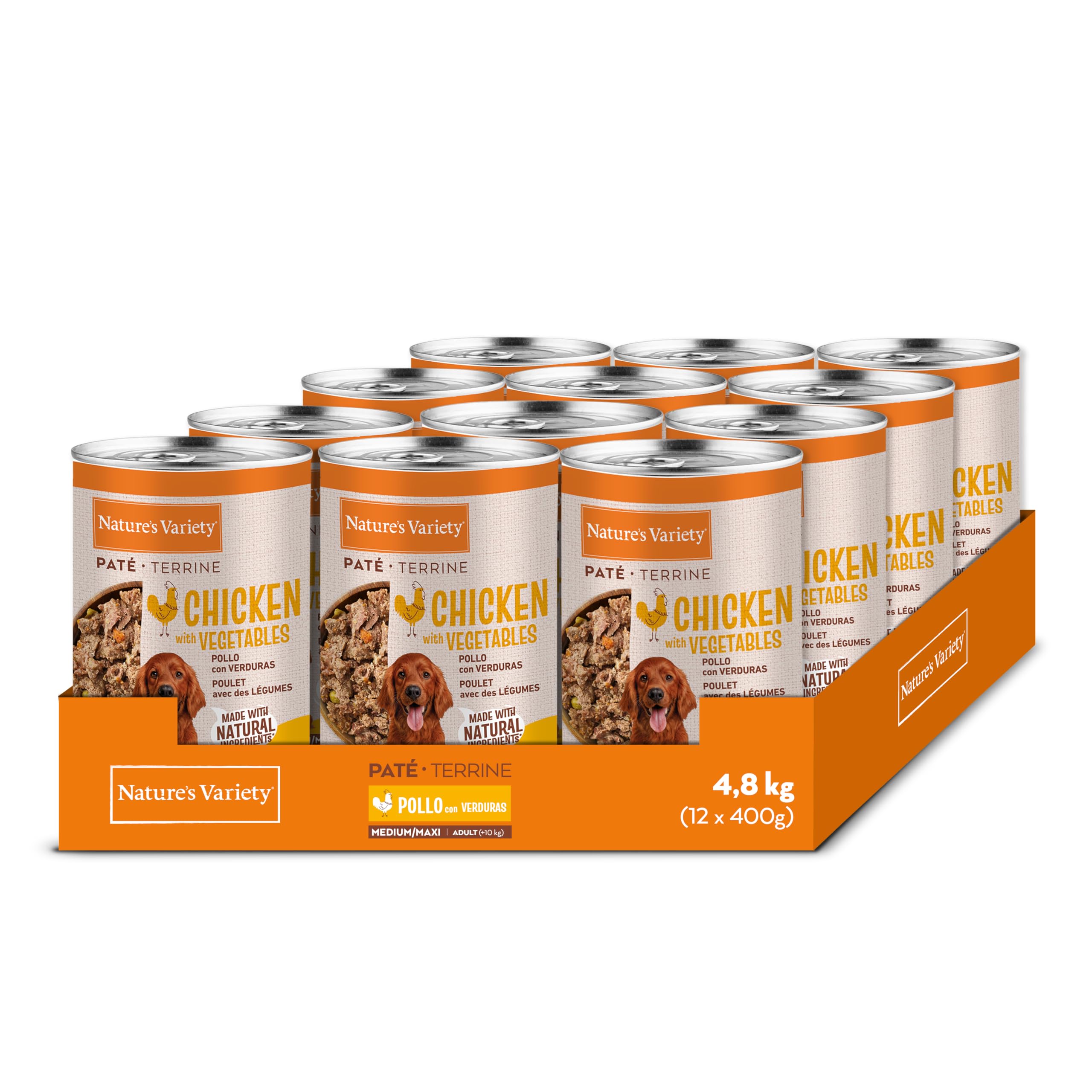 Nature's Variety - Paté para Perros Adultos Medianos y Grandes con Pollo 12 x 400g