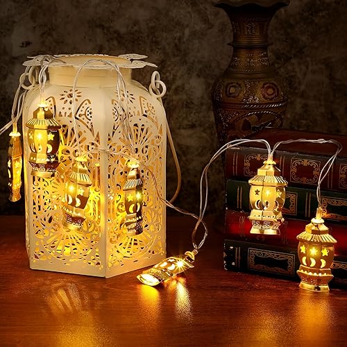 Miniatura 8 de OSALADI 10 luces LED Eid Mubarak, lámpara de patio, decoración de ventana, cortina de luz Eid, decoración al aire libre, luces de ramadán para