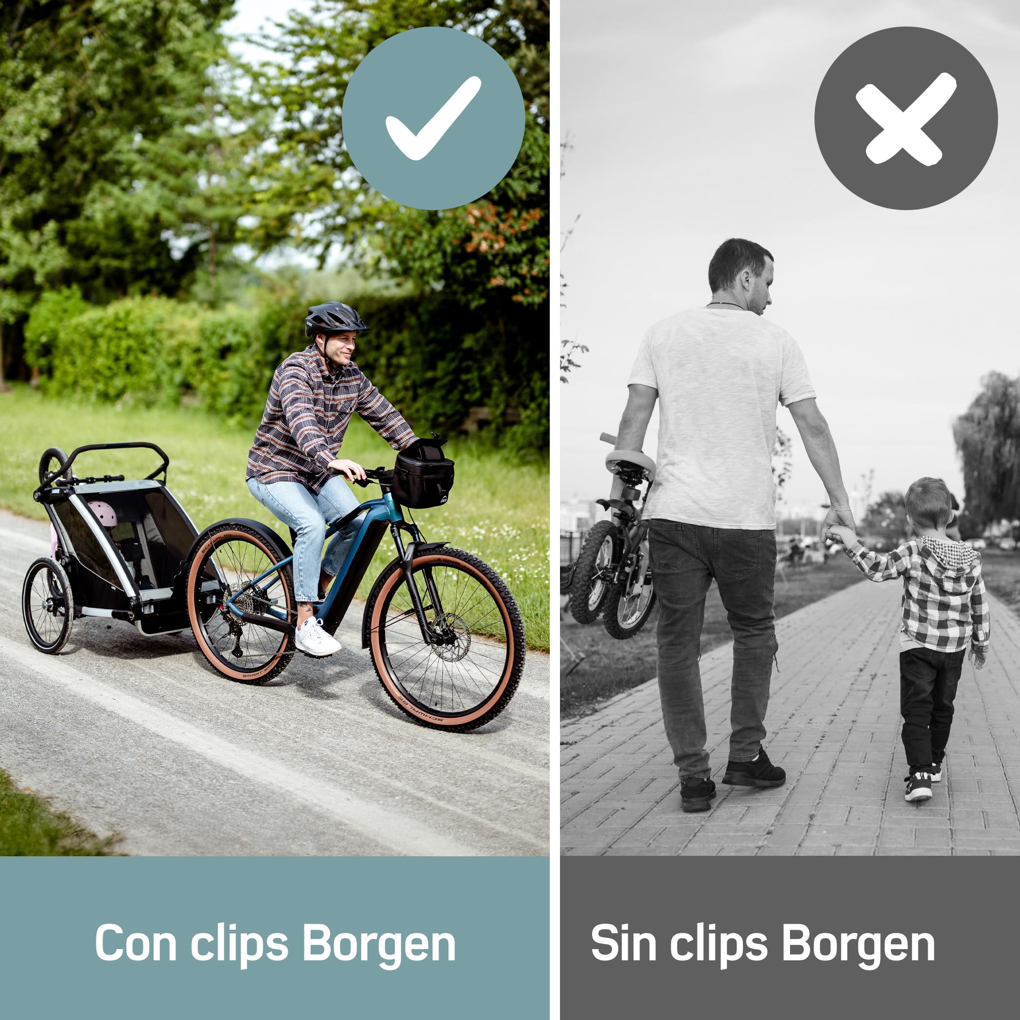 Borgen Clip - Soporte para Bicicleta y Niños Thule Chariot 2017-2023 Sport, Cross, Cab, Lite - 2 a 14 Pulgadas, Máx. 10 kg - Portabicicletas