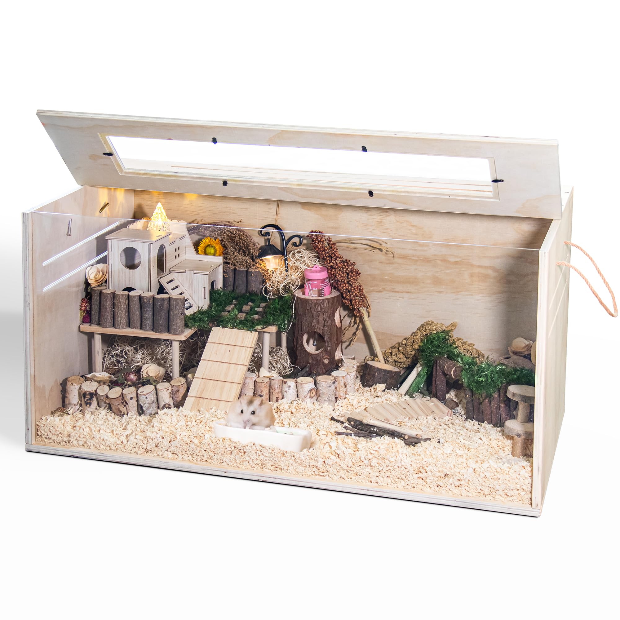 Hamster Cage Chewproof  80CM Wooden Guinea Pig Cage for Small Animals  Openable Top with Easy View Acrylic Panels for Hamster  Rabbit  Guinea Pig  Hedgehog(80x40x40cm)