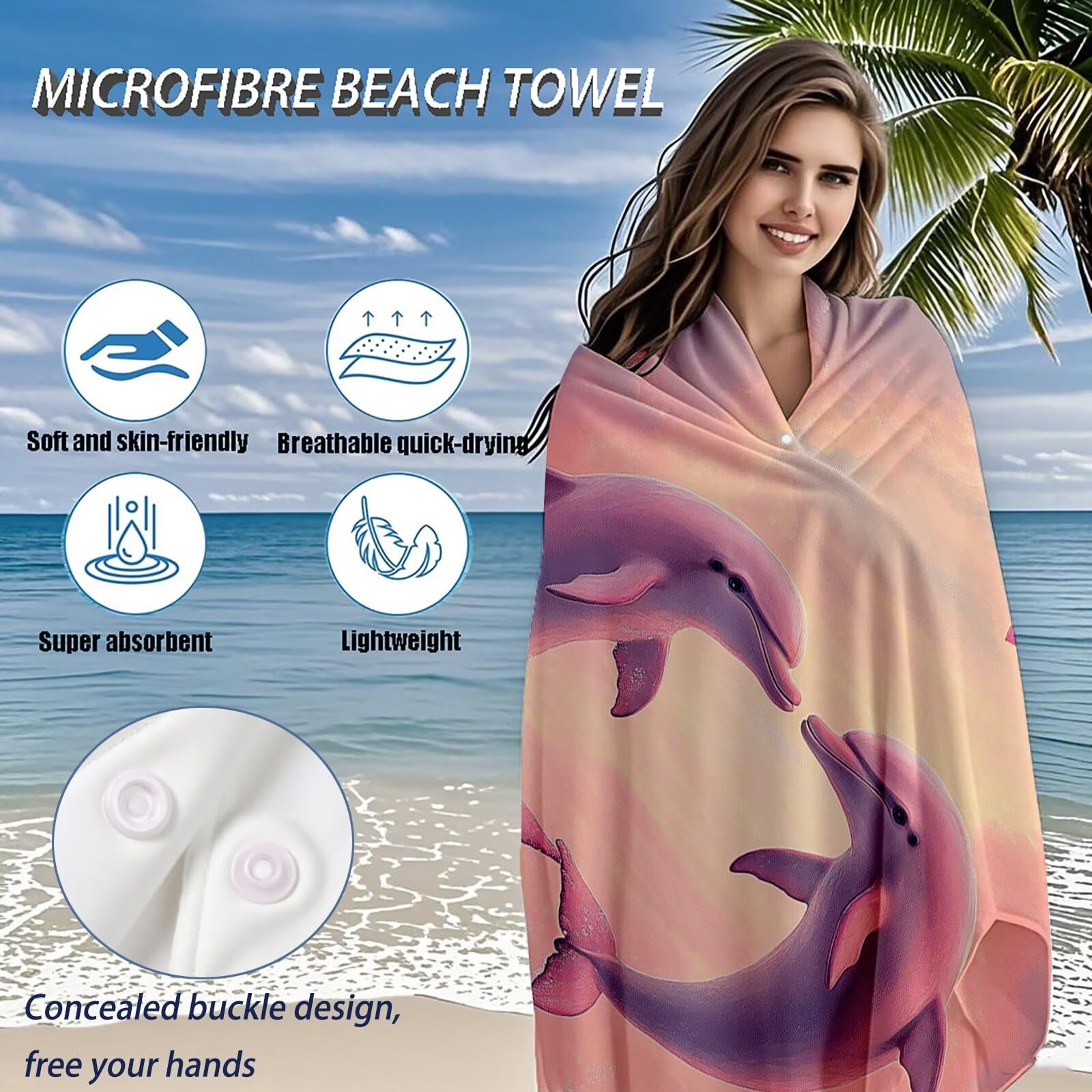 Toallas de Playa Microfibra Lindo Toalla Playa Grande 180x90 cm Mujer Hombre Secado Rápido Absorbente Toallas Gimnasio Suave Sin Arena Ligera Toalla Microfibra para Playas Piscina Viajes Camping Q-765