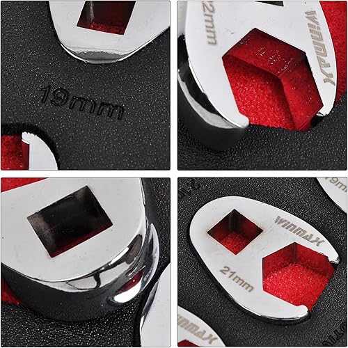 Miniatura 6 de Juego de llaves de pie de gallo de 12" y 38", 15 piezas de llaves métricas para patas de cuervo, tamaños de 0.315 in-0.945 in, juego de llaves de