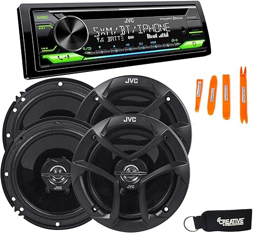 Miniatura 1 de JVC KD-T910BTS - Receptor de CD con Bluetooth, USB frontal, AUX, Tienda Alexa, SirusXM Ready + dos pares de altavoces JVC de 6.5 pulgadas
