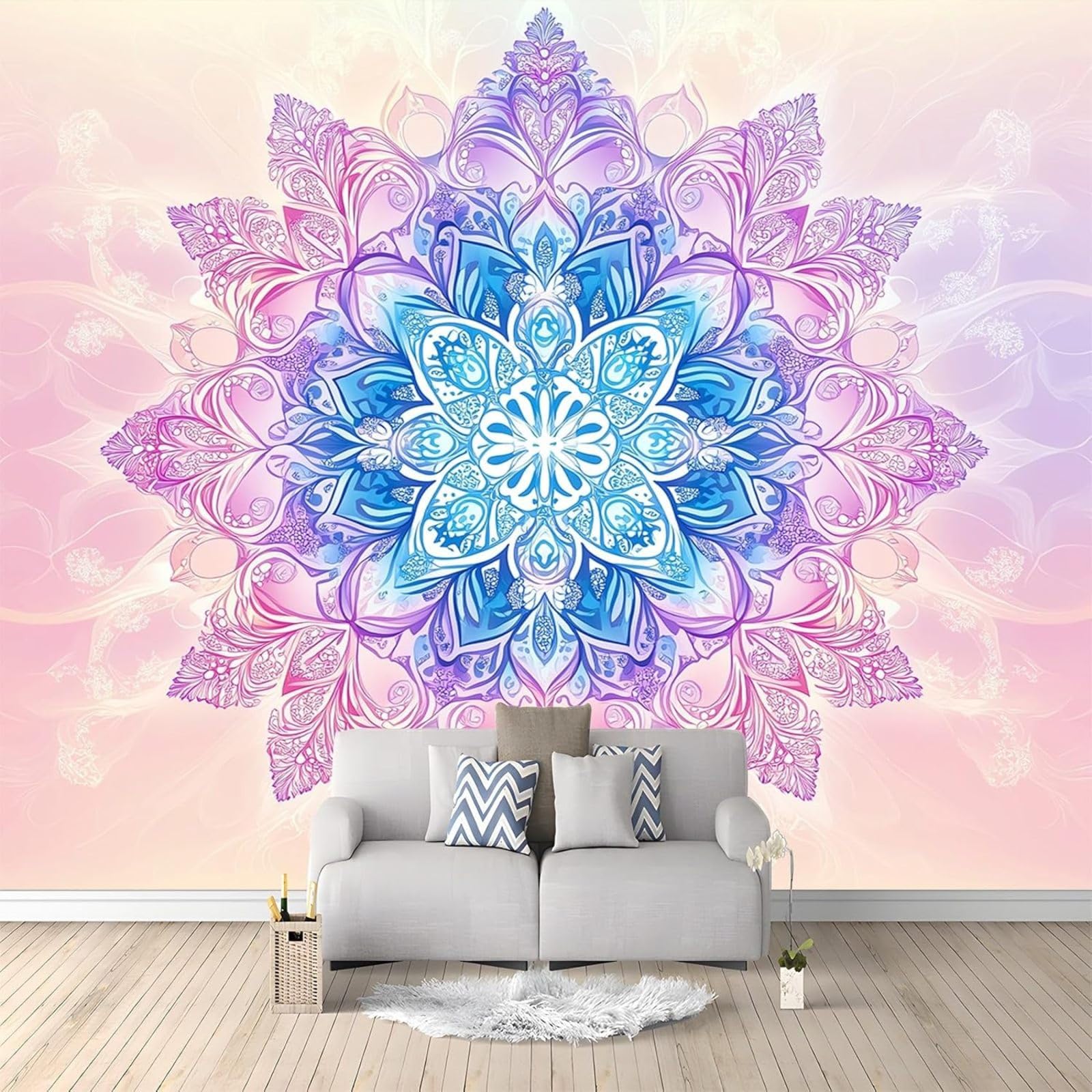 hgjdjhnf 3D Mandala Wallpaper Non-Woven Wallpaper Modern Design for Wall Decoration Living Room Bedroom 350cm x 256cm