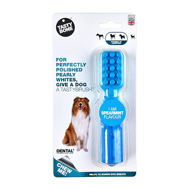 Tasty Bone TastyBrush - Juguete Dental de Nailon para Masticar para Perros (hierbabuena), Dientes y encías…