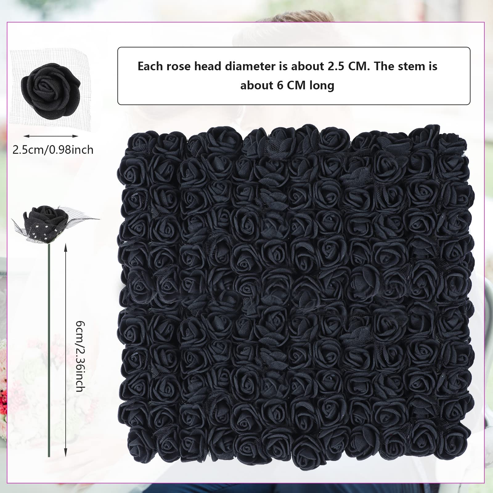 Rose Finte In Schiuma Bianche - 144 Pezzi Per Decorazioni Fai Da Te - Foto 11