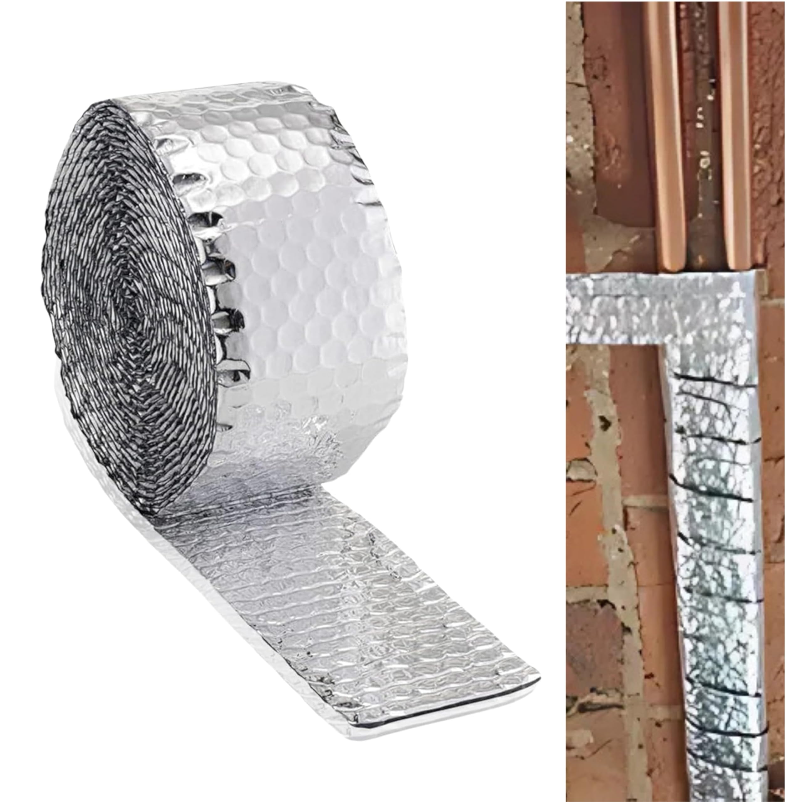 ADEPTNA Pipe Lagging Foil Insulation Wrap - 7.5m x 80mm | Premium Thermal Energy Saving Solution for Internal & External Pipe and Duct Insulation | Protects Against Freezing & Burns | UV Resistant