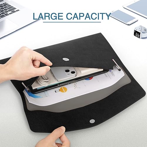 Miniatura 3 de FYY Carpeta de Archivos, Maletín Organizador de Documentos A4 de Cuero PU, Envelope de Archivo Portafolio Estuche para Tablet con Cierre Magnético a