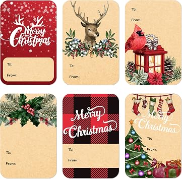 120 PCS 8 Designs Self Adhesive Christmas Gift Name Tag Stickers