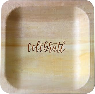Wood & Wonder Celebrate Disposable Party Plates – Rustic, Compostable Alternative to Plastic Plates for Birthday Parties, Catering and Special Events (Appetizer, 50-Pack)