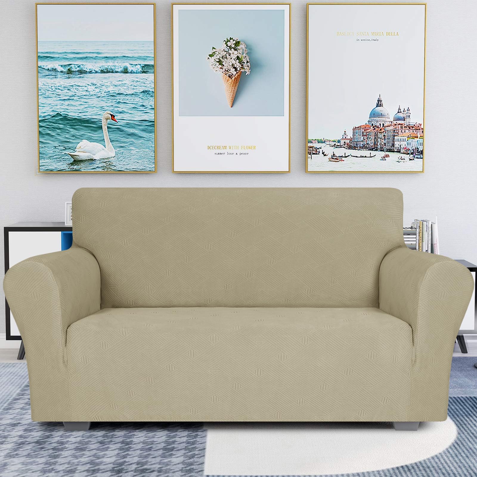 Ystyle Copri Divano 2 Posti Con Braccioli, Copridivano Antigraffio Gatto, Copridivani Elasticizzati, Pesante Inverno Copri Divani, Fodera Divano Antimacchia Lavabile Antiscivolo, Kaki