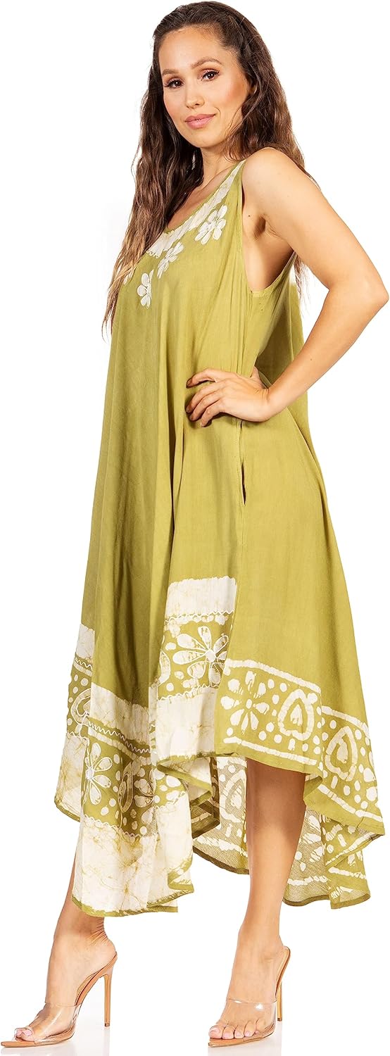 Sakkas Batik Flower Caftan Tank Dress/Cover Up - Image 4