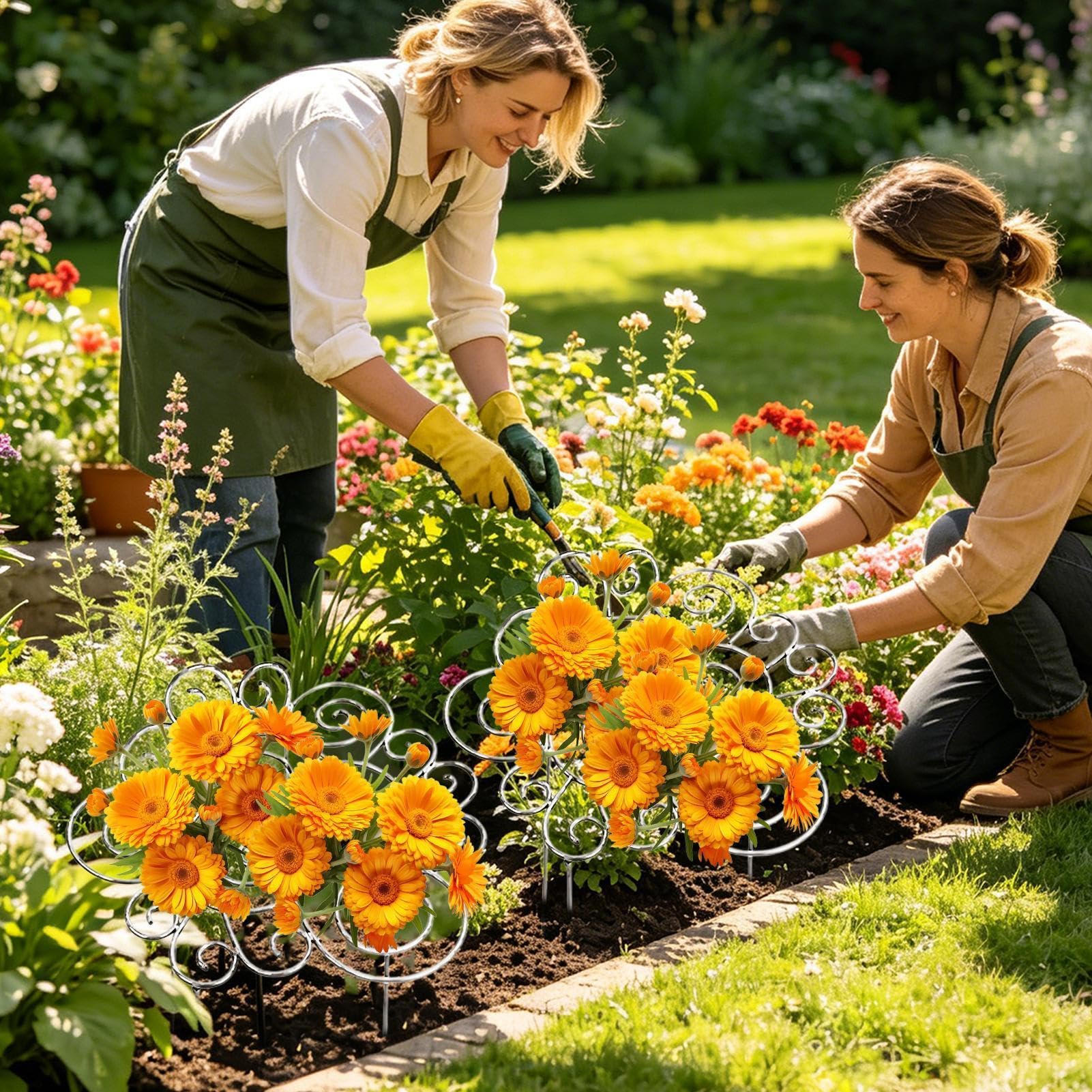 Tuteur pour Pivoines Lot de 2 Supports Réglables Robustes en Métal