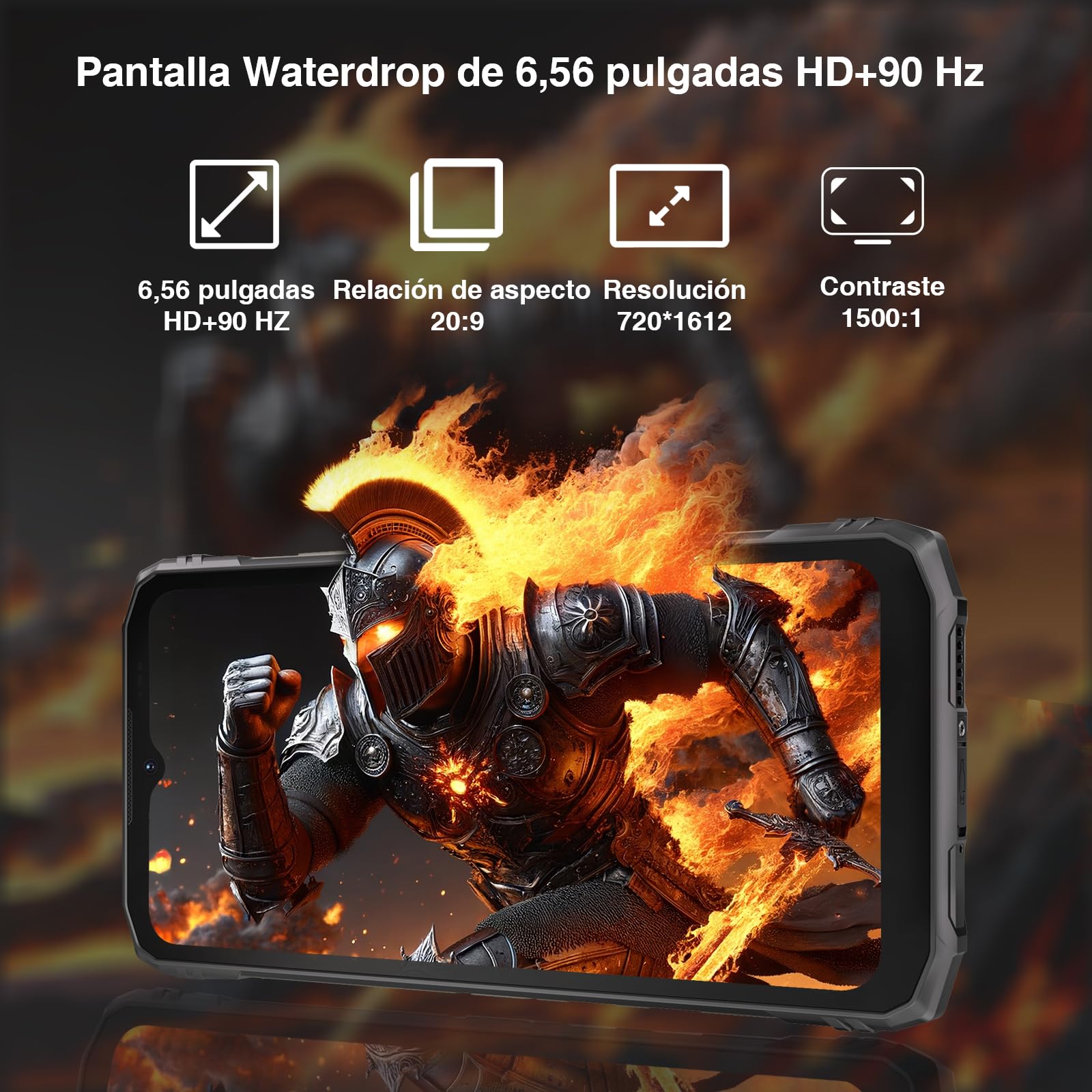 Blade 10 Movil Irrompible Android 14, 9GB+128GB/2TB TF, 6,56" FHD+90Hz | Teléfono Móvil Resistente 4G, 5150mAh Smartphone Octa Core, Cámara 16MP+8MP, Widevine L1/IP68IP69K/Face ID/NFC Moviles