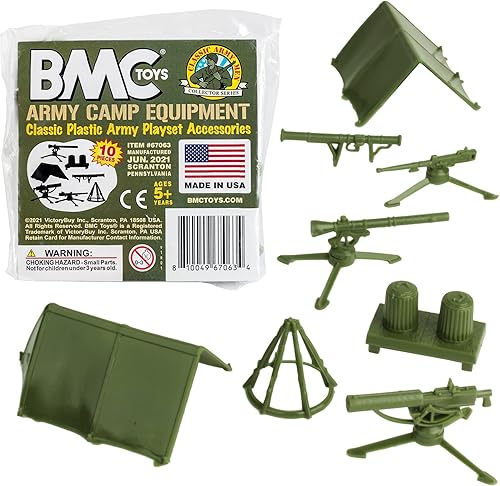 Miniatura 1 de BMC Classic Plastic Army - Accesorios de juego para hombre, 10 piezas de campamento militar, fabricado en Estados Unidos