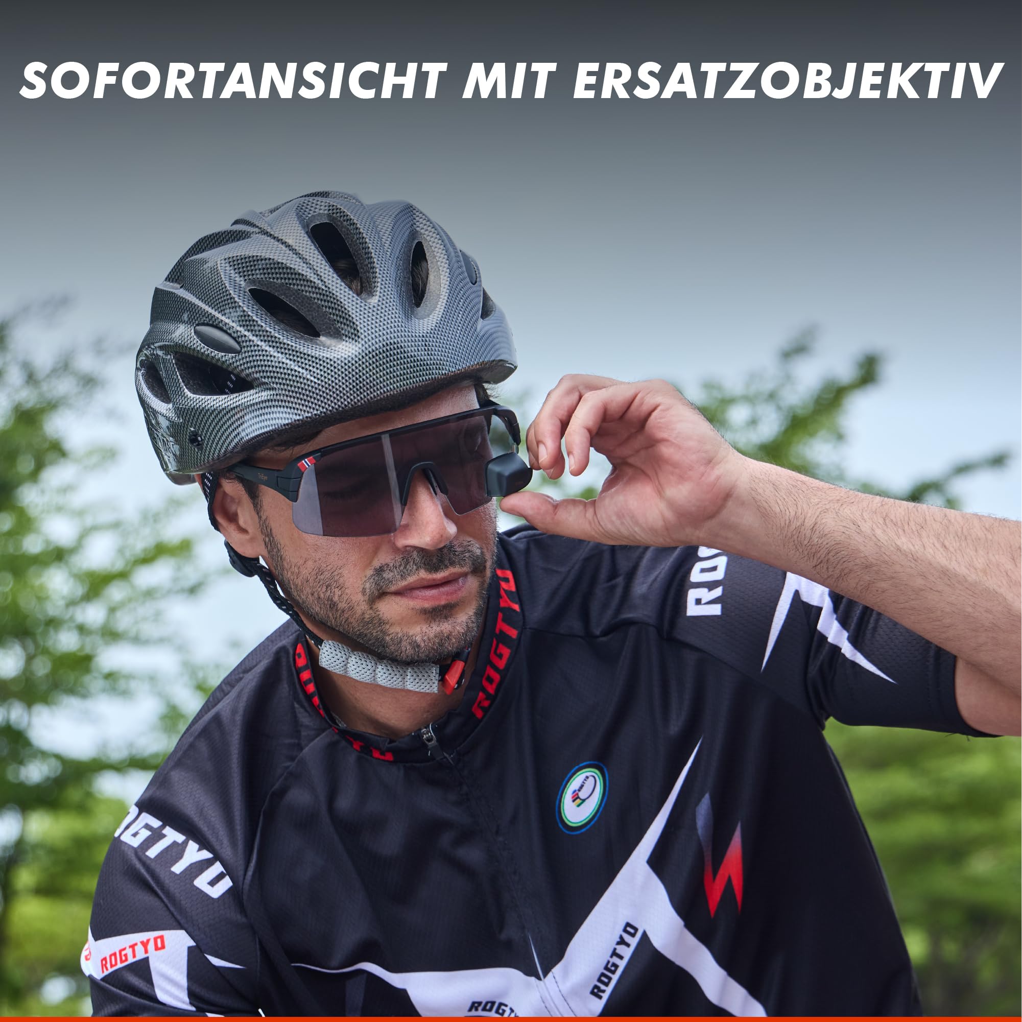 TriEye Ersatzlinse mit Rückspiegel – UV400-Fahrradbrille, kratzfest und langlebig für Straße und Pendler