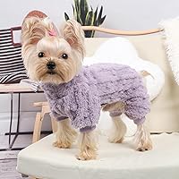 Vista 2 de Pijamas para perros pequeños para niños y niñas, suéter de cuello redondo con cuello alto y forro polar grueso y cálido, abrigo de forro polar