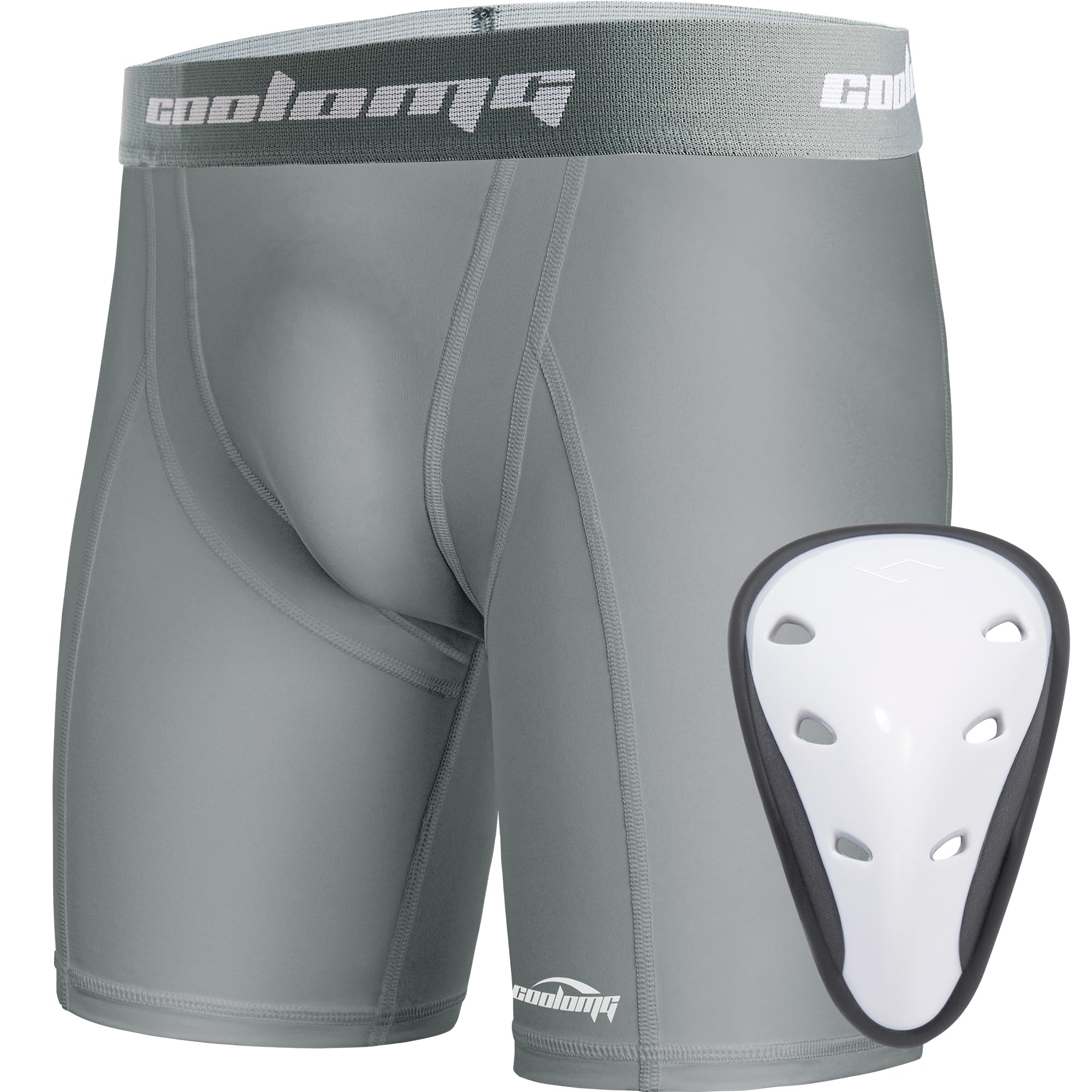 COOLOMG Mens Compression Shorts with Cup Baseball Football