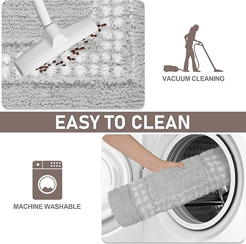 Miniatura 6 de Alfombras de baño grises de 18 x 24 pulgadas, antideslizantes, lavables, tapetes de baño de microfibra súper suave, alfombras de baño absorbentes